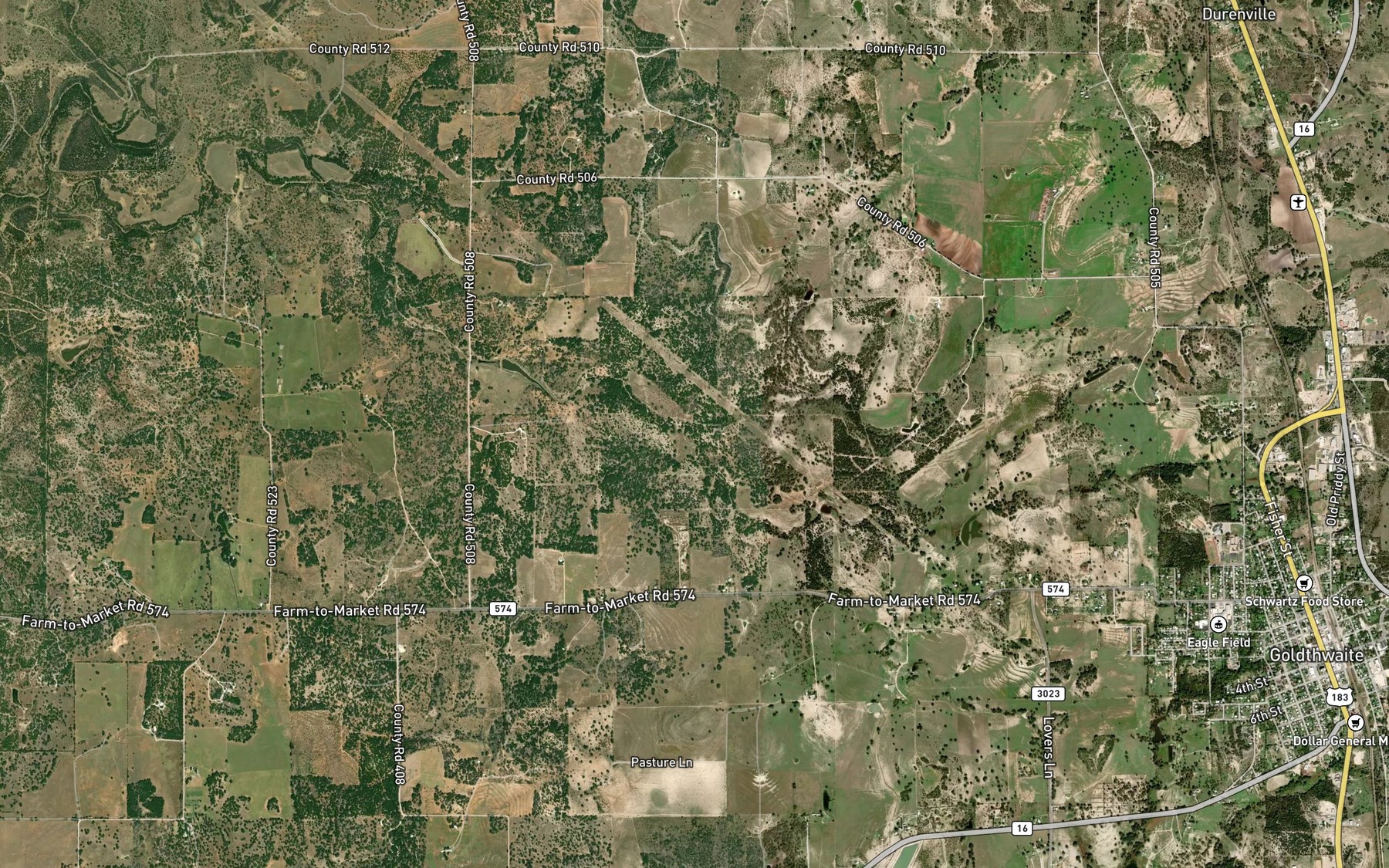 Satellite map of the Cryers Branch