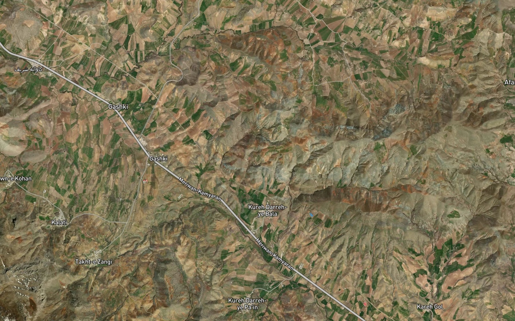 Satellite map of the Cheshmeh-ye Haluchan