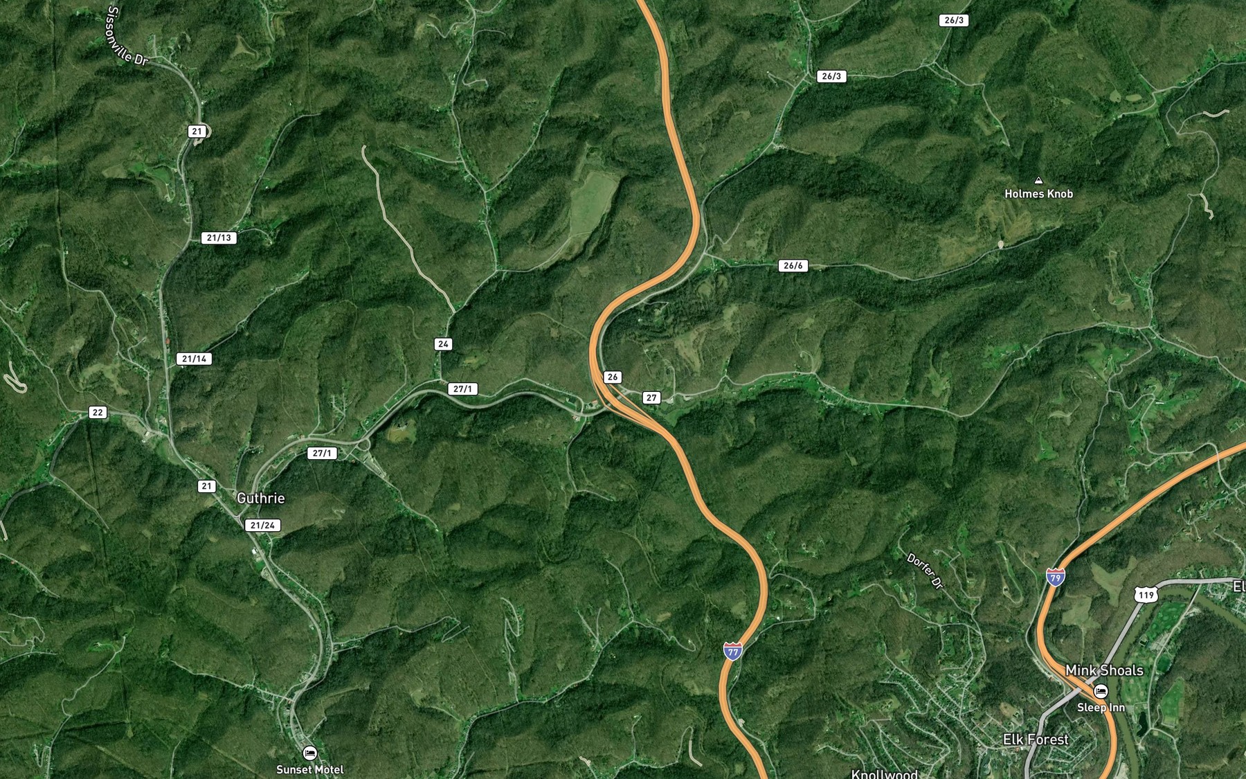 Satellite map of the Edens Fork