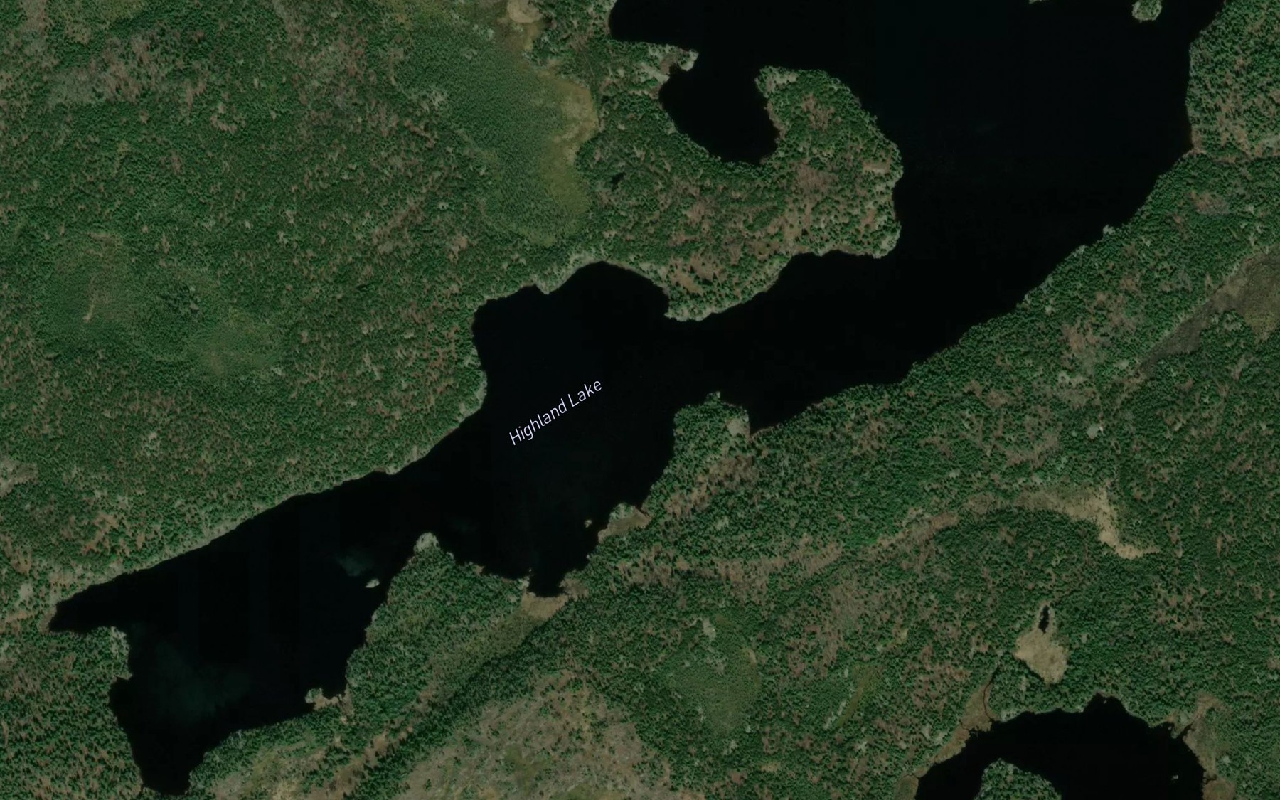 Satellite map of the Highland Lake