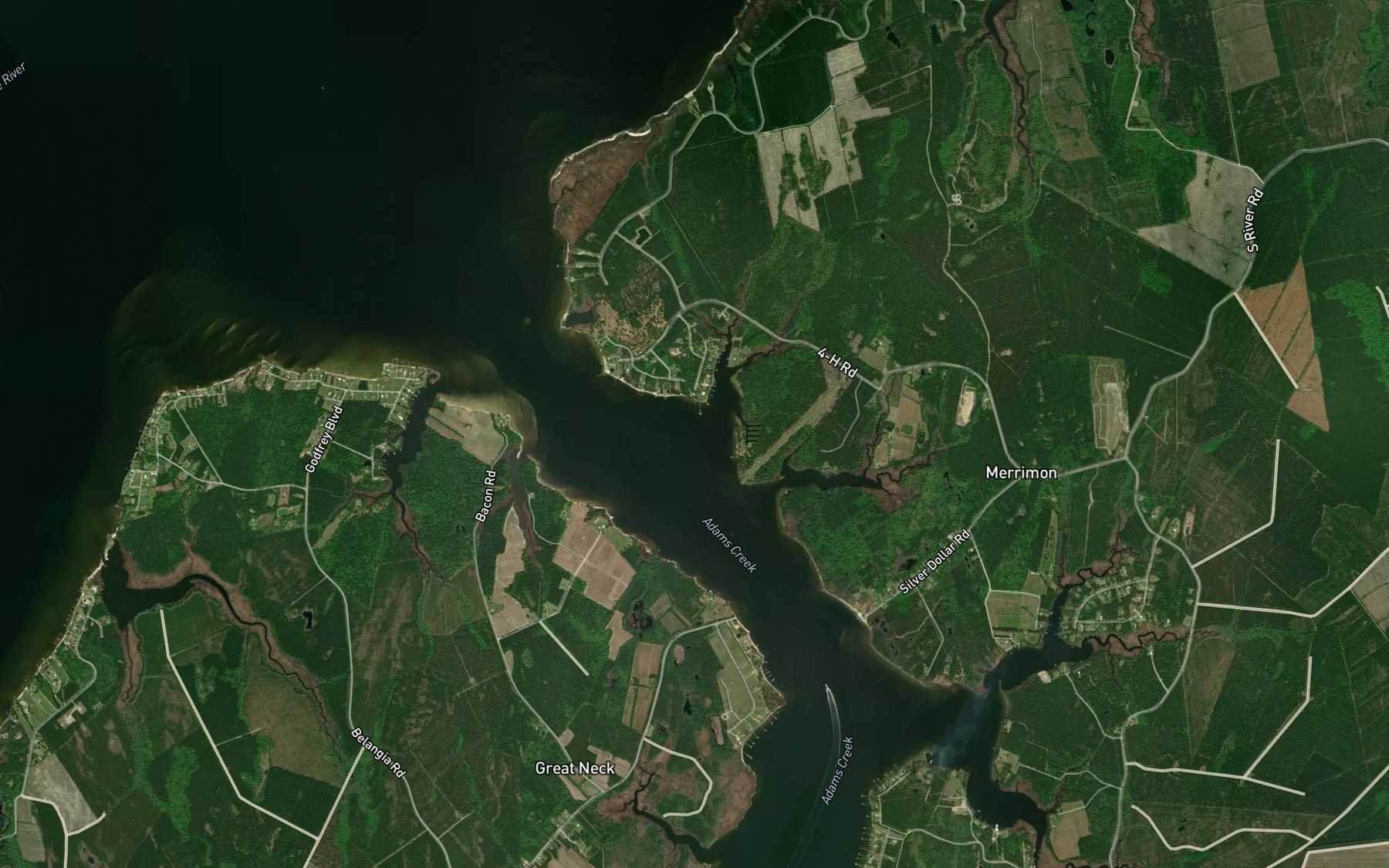 Satellite map of the Sandy Huss Creek