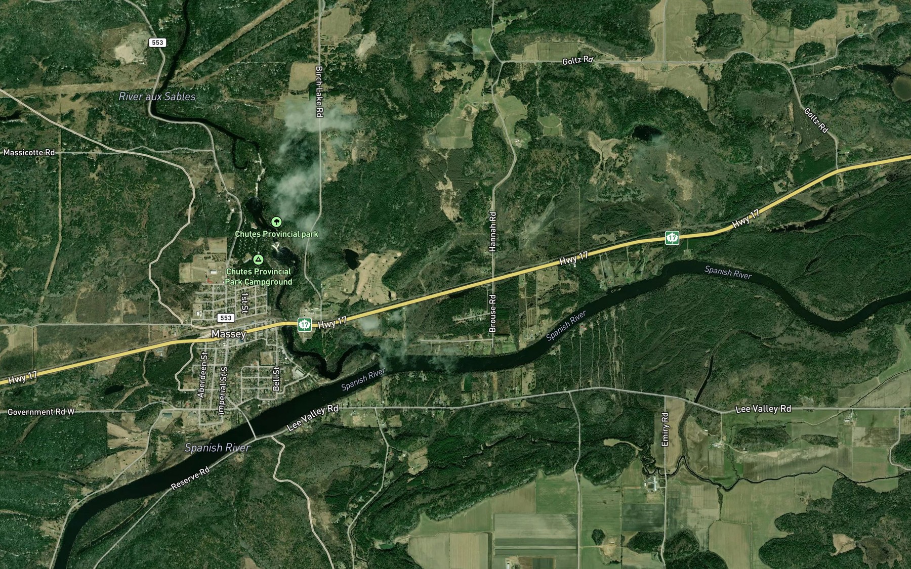 Satellite map of the River aux Sables