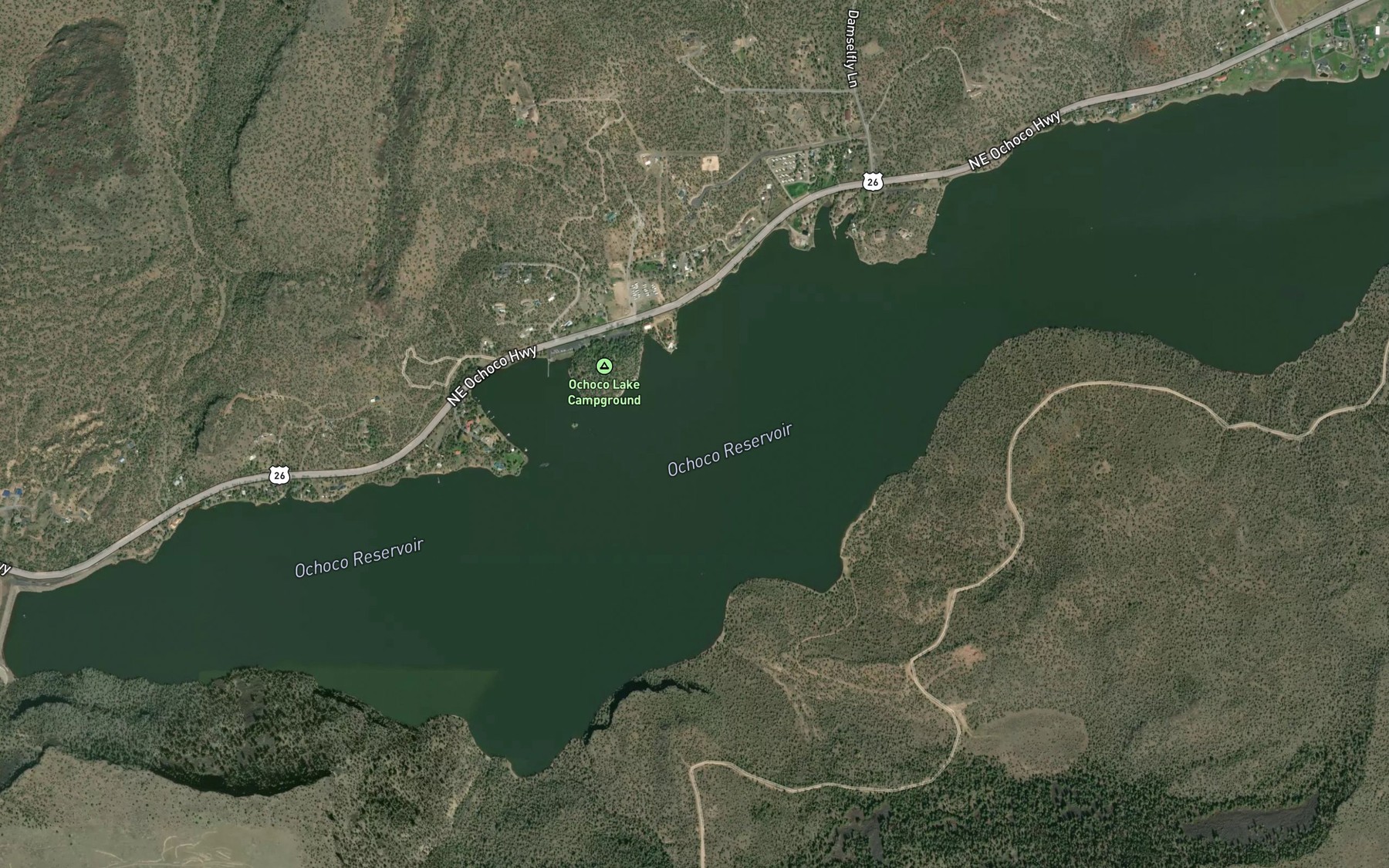 Satellite map of the Ochoco Reservoir