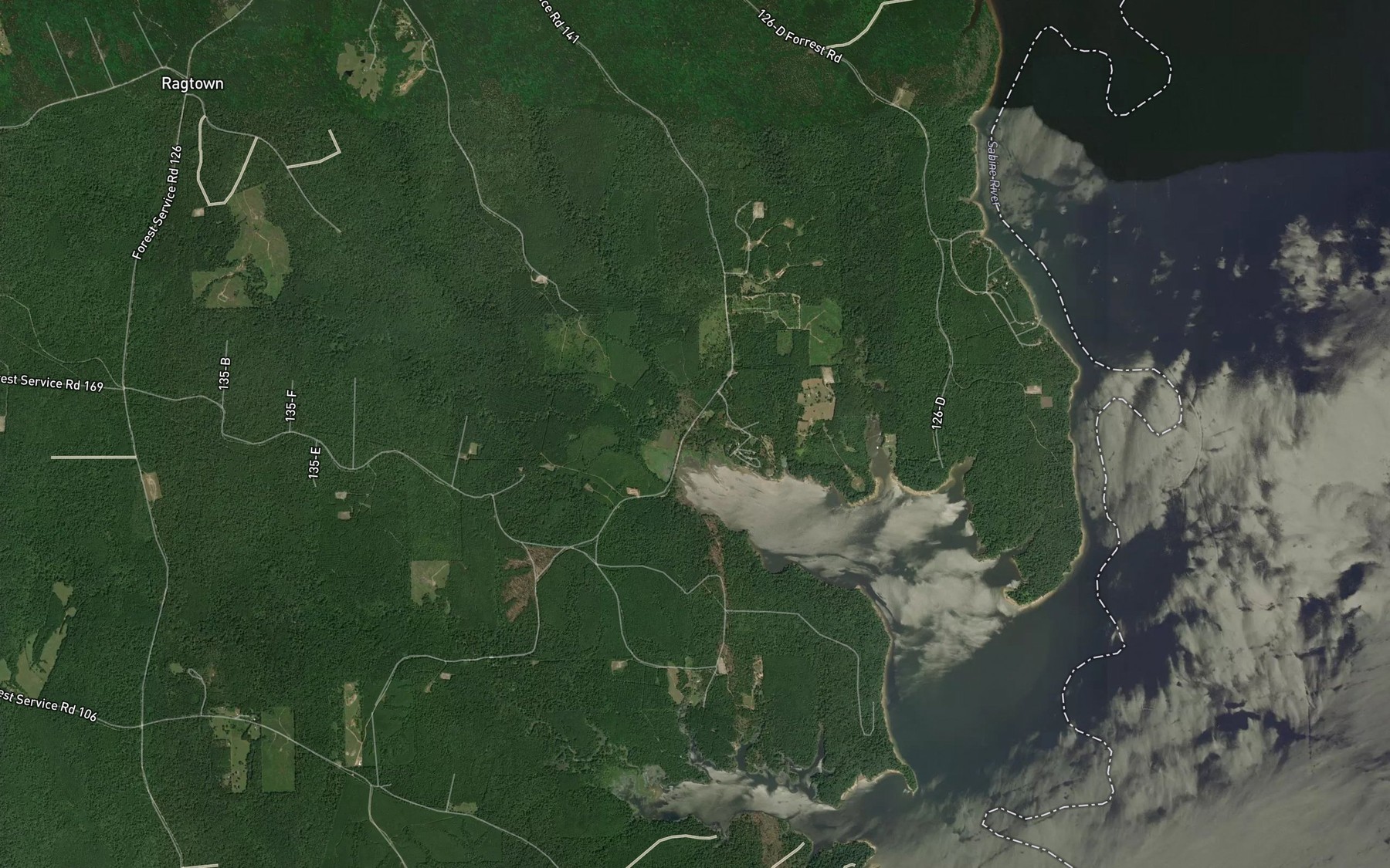 Satellite map of the Sanders Creek