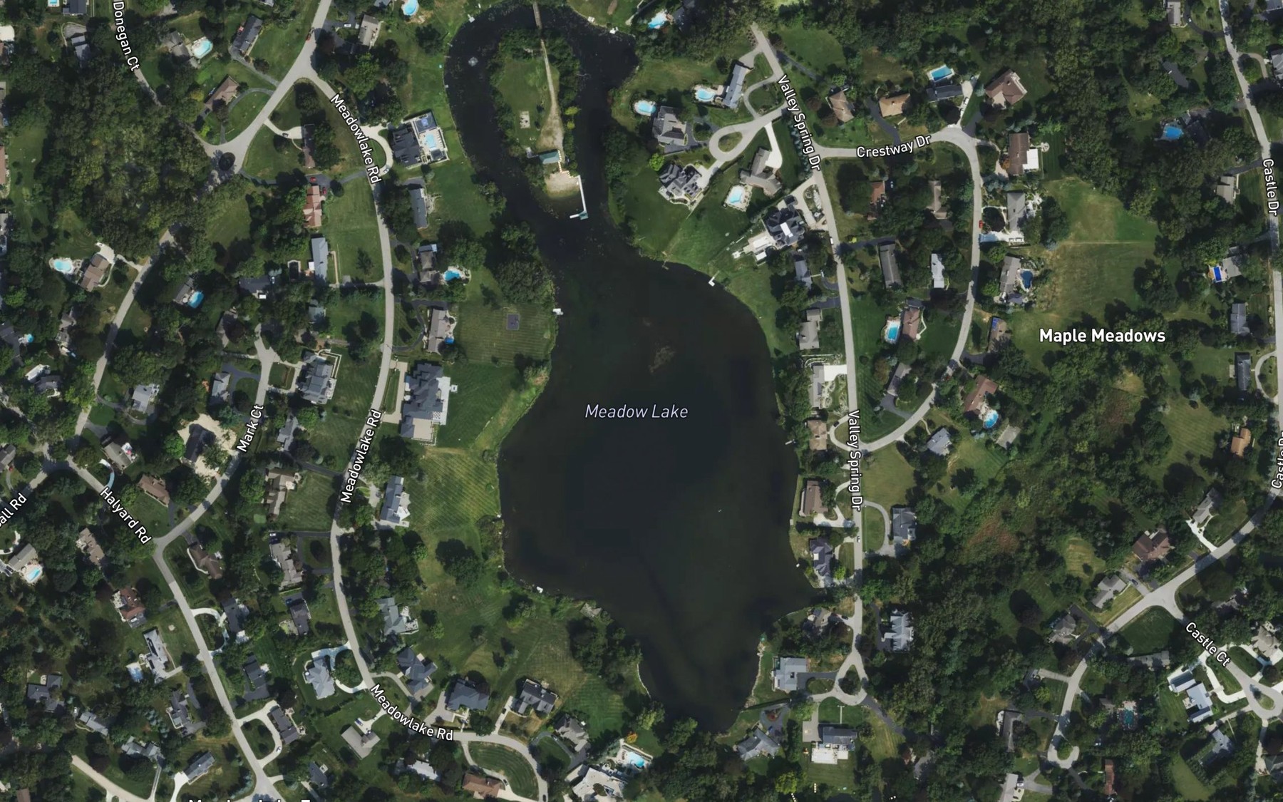 Satellite map of the Meadow Lake