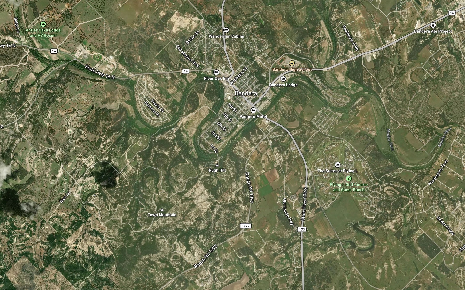 Satellite map of the Dripping Springs