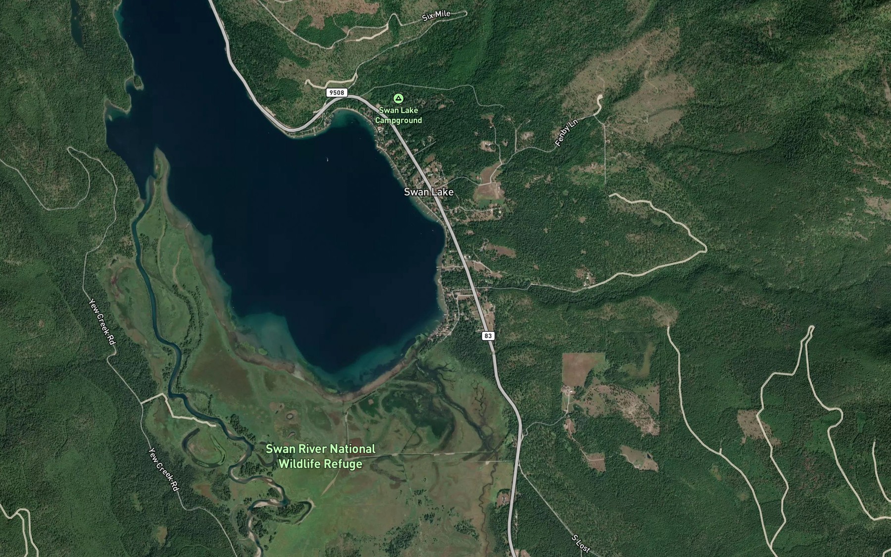 Satellite map of the Bond Creek