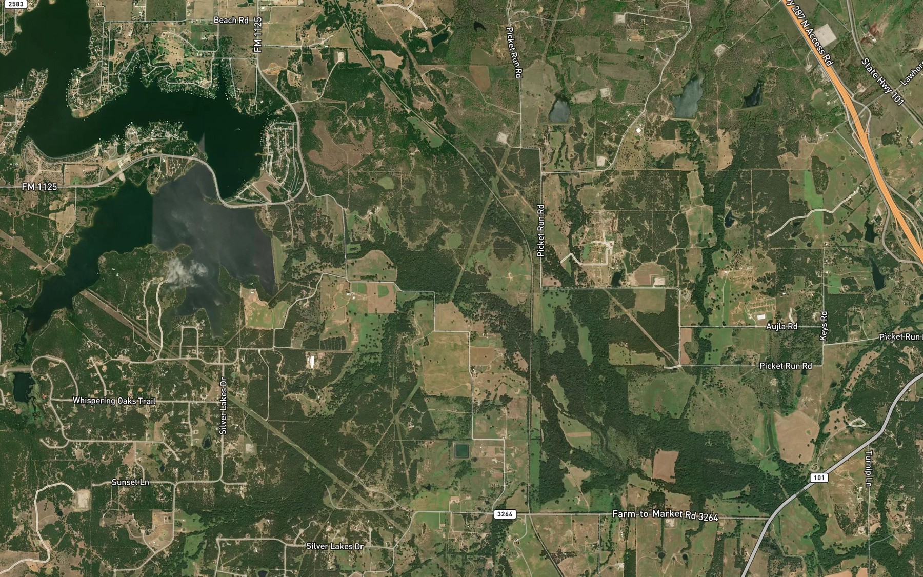 Satellite map of the Cowskin Creek