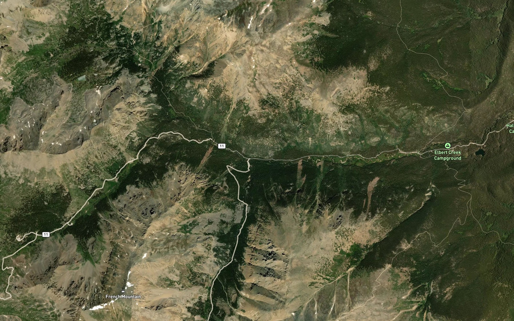Satellite map of the South Halfmoon Creek