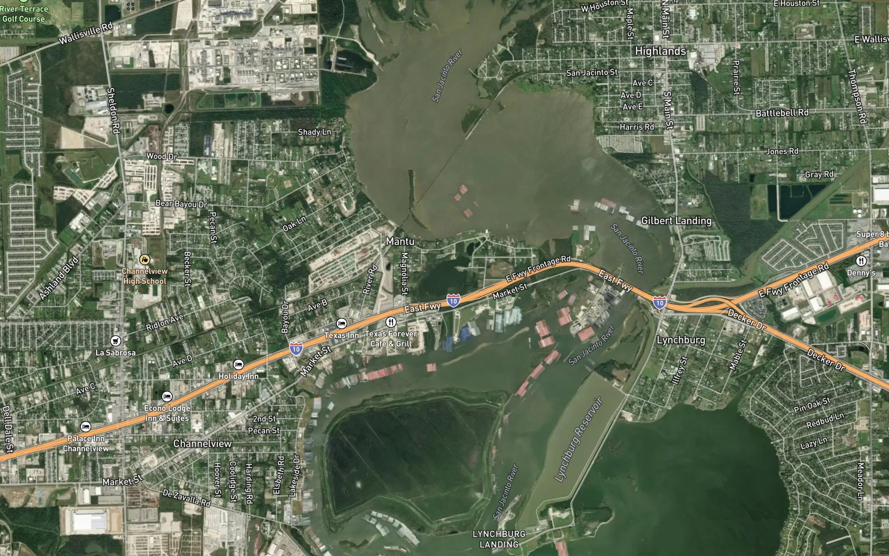 Satellite map of the Lake Sandy