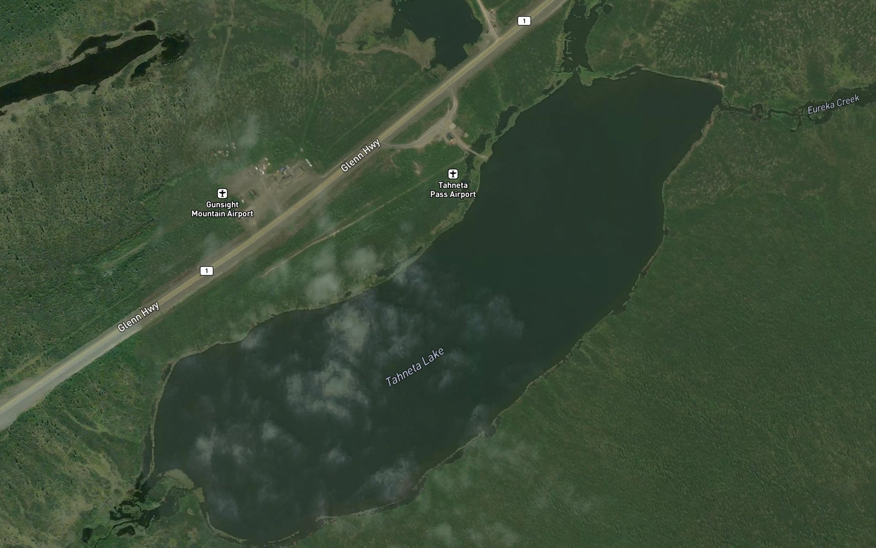 Satellite map of the Tahneta Lake
