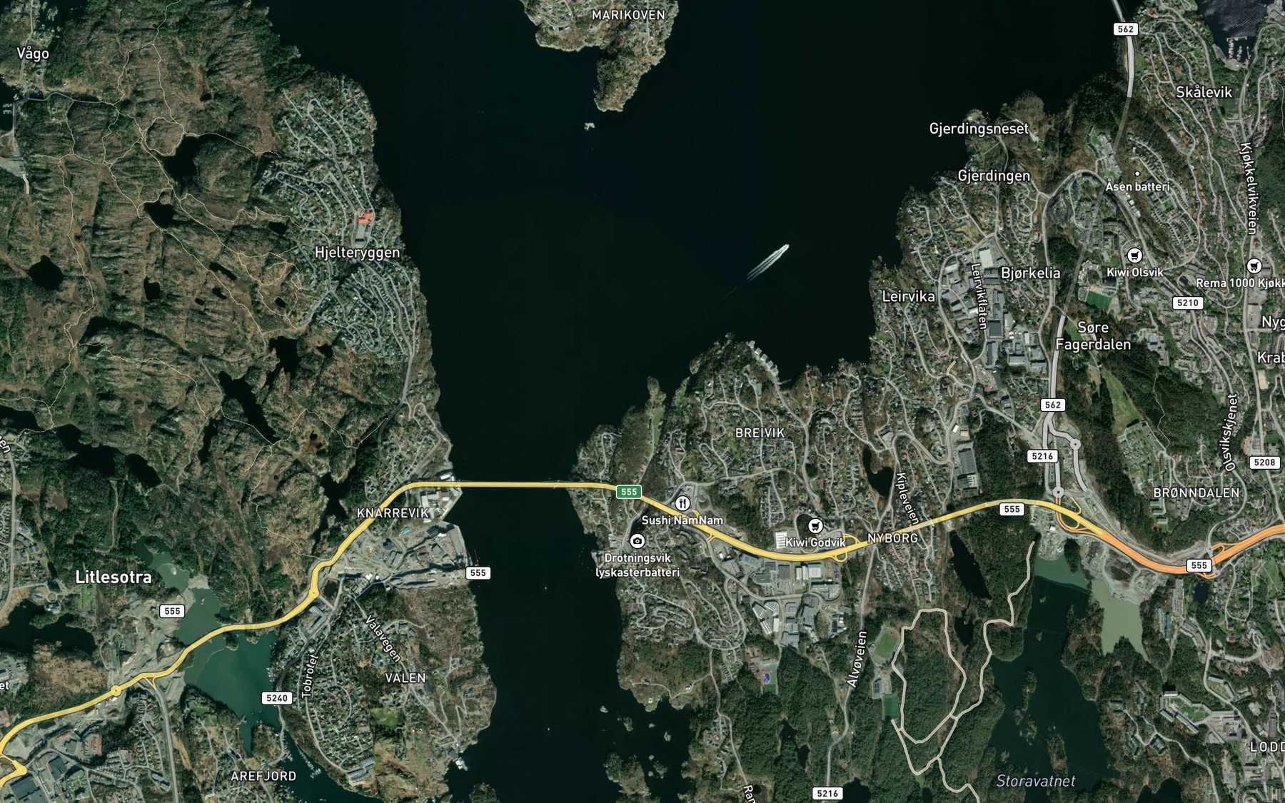 Satellite map of the Skutevika