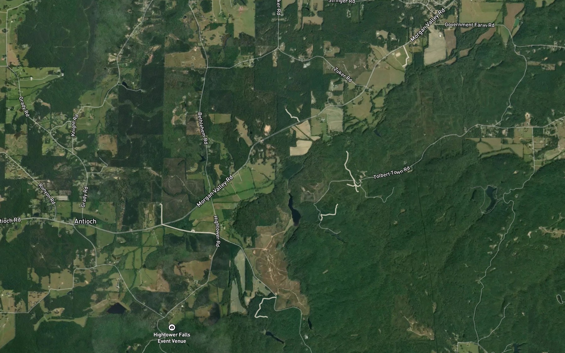Satellite map of the Parham Springs Creek