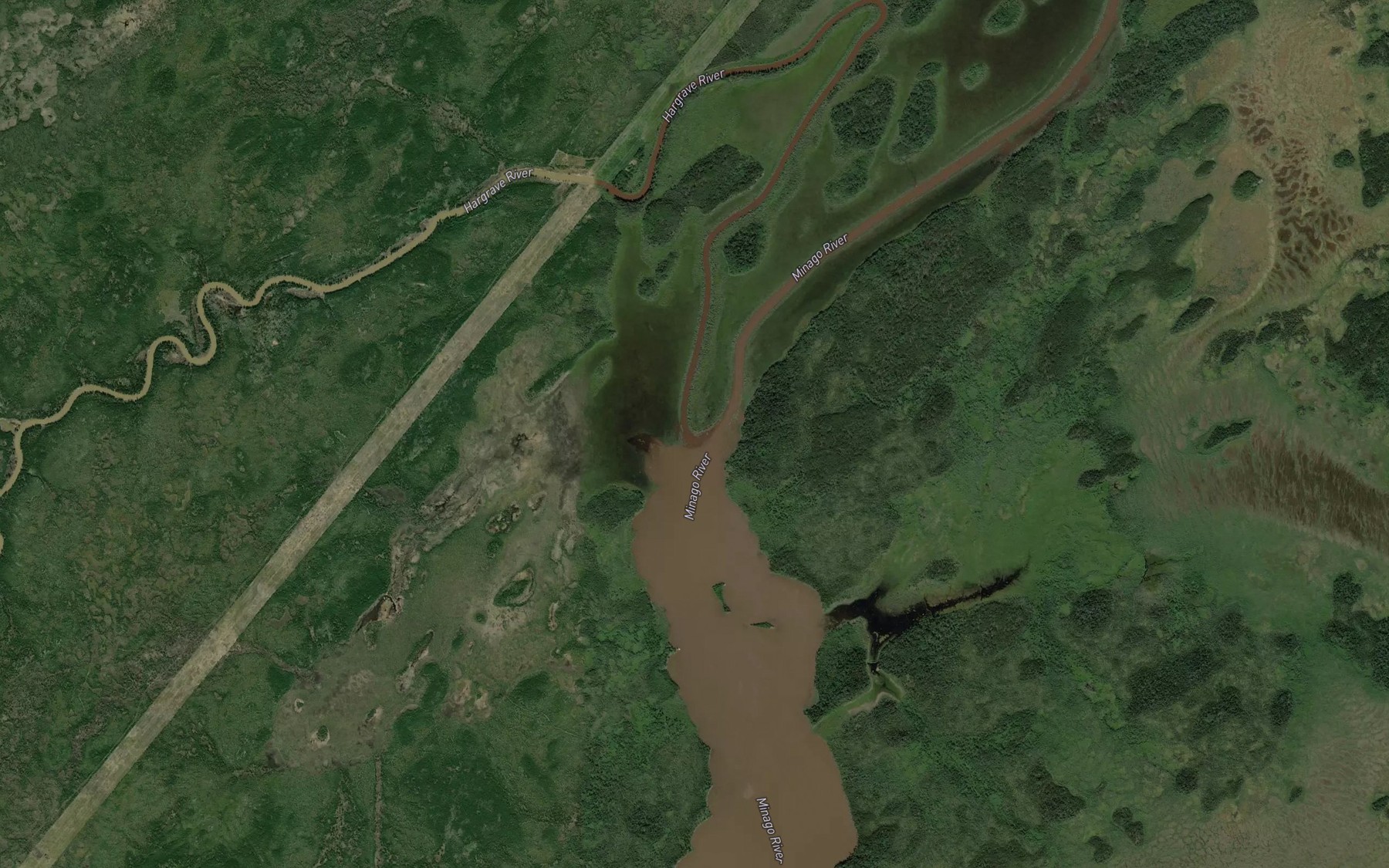 Satellite map of the Hargrave River