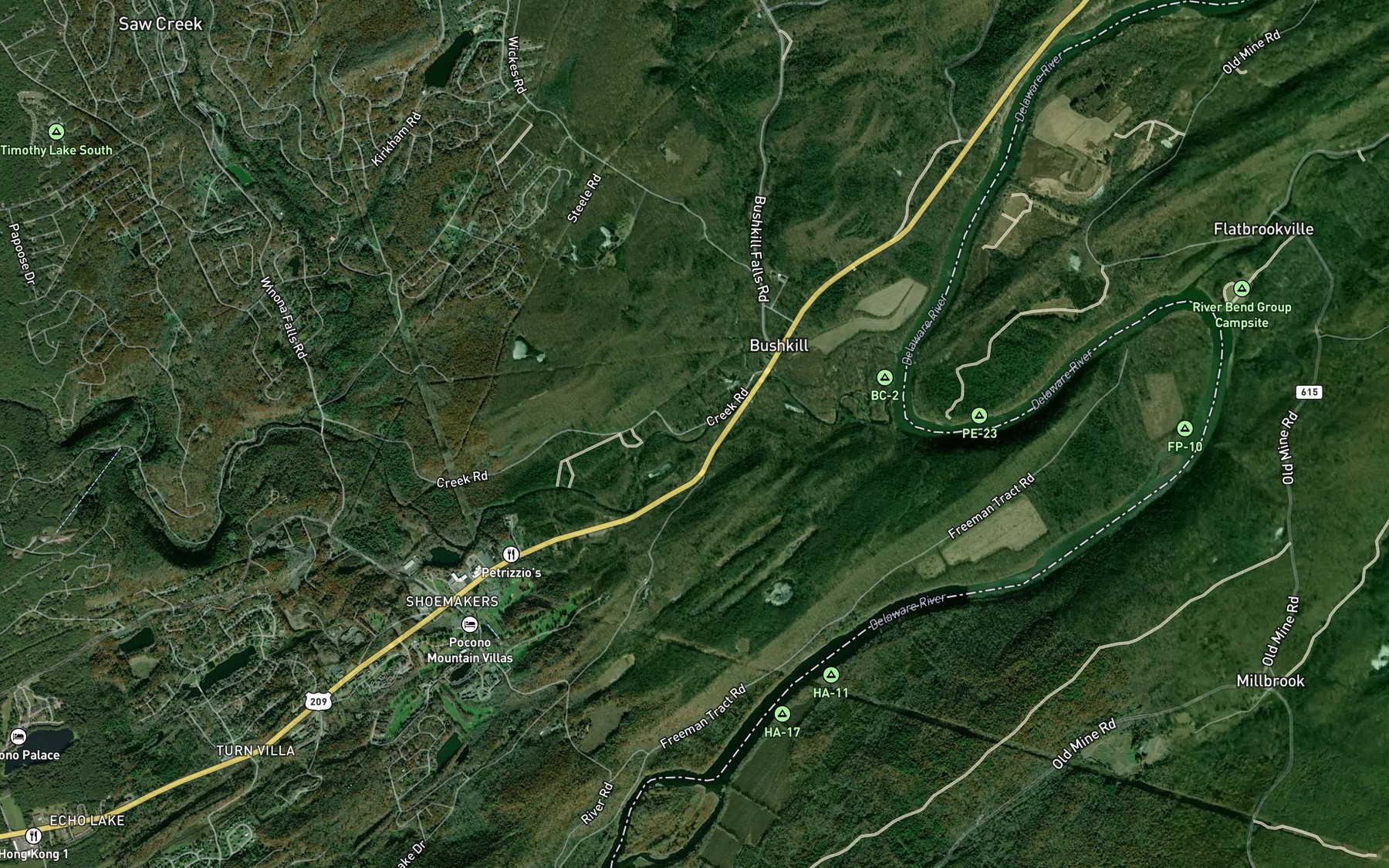 Satellite map of the Sand Hill Creek