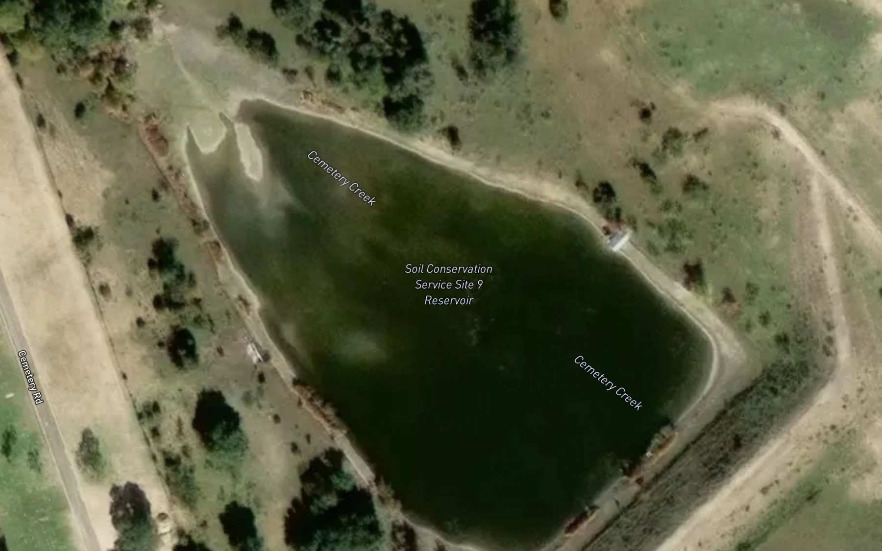 Satellite map of the Soil Conservation Service Site 9 Reservoir