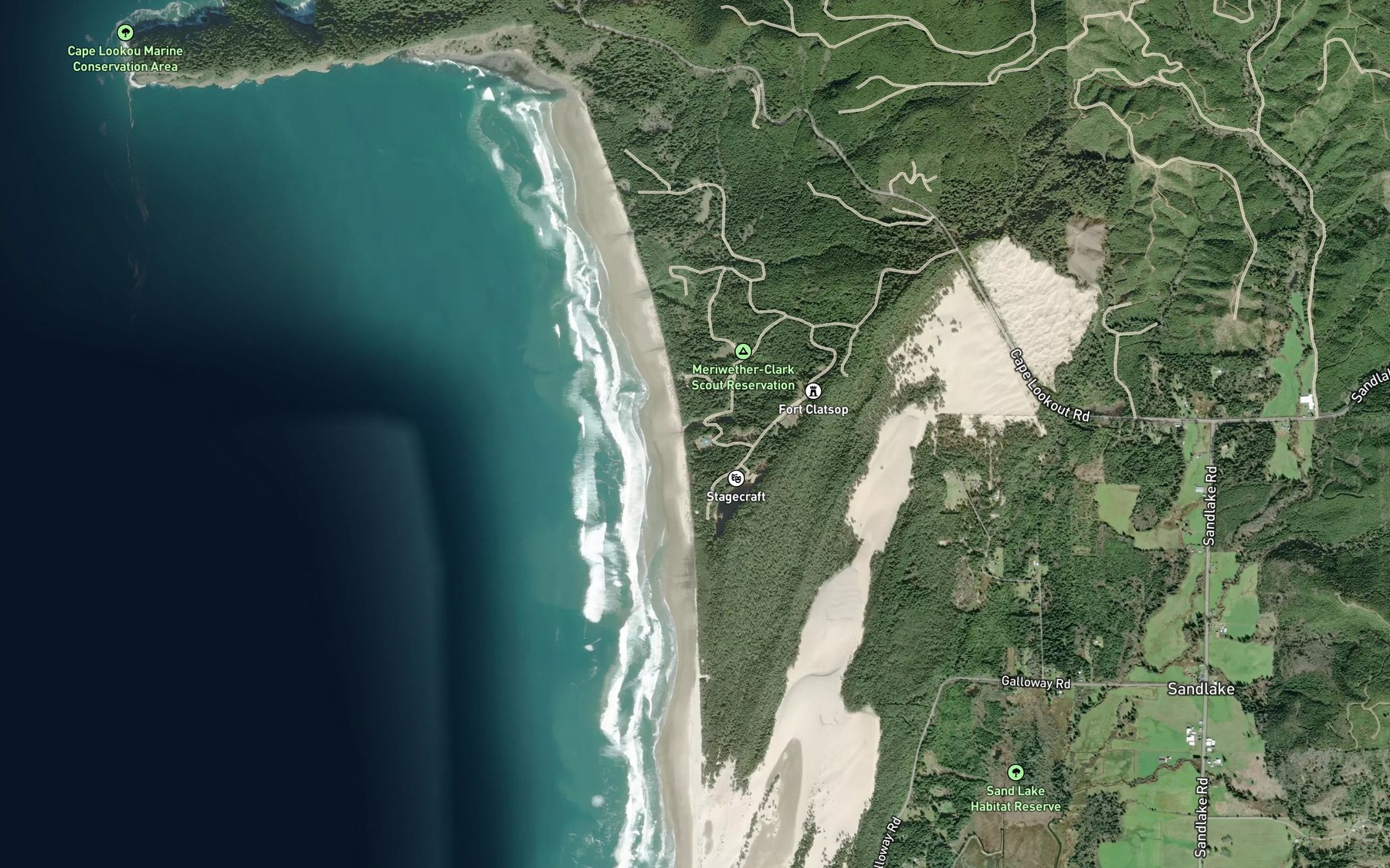 Satellite map of the Allen Creek