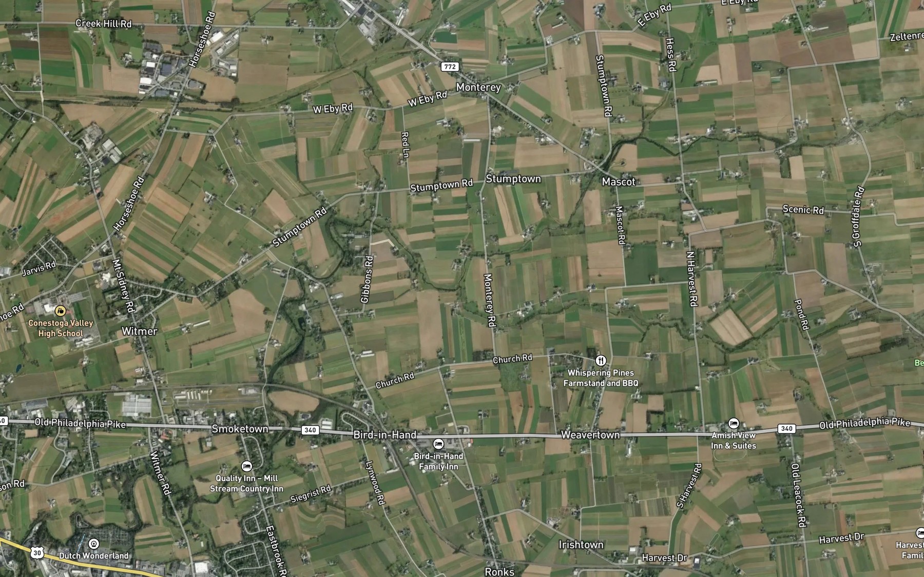 Satellite map of the Muddy Run