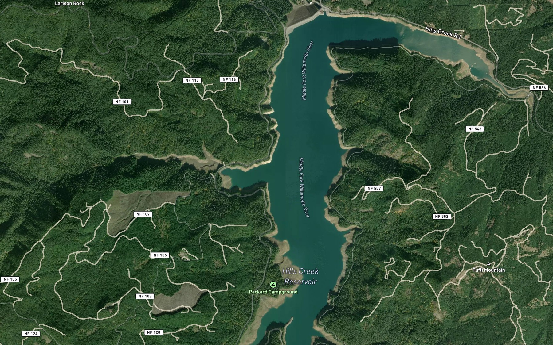 Satellite map of the Larison Creek