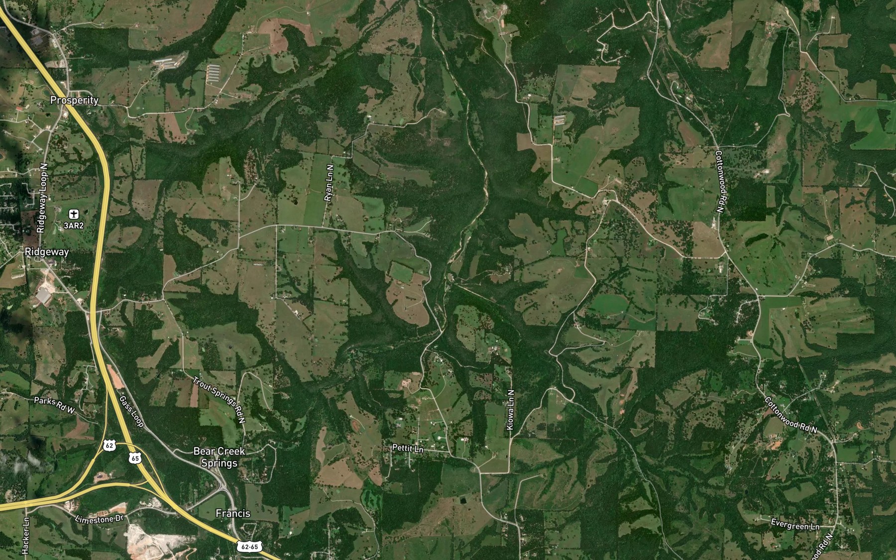 Satellite map of the Wolf Creek