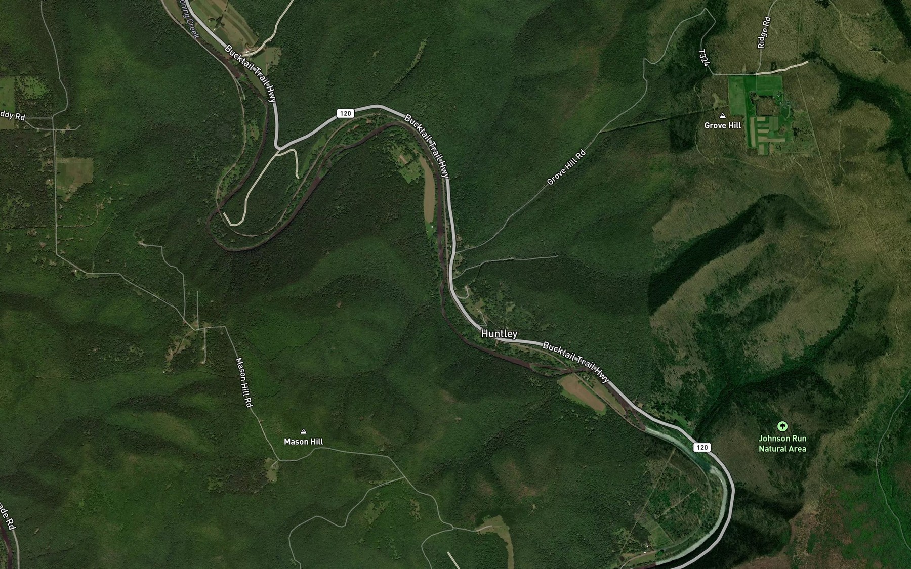 Satellite map of the Tanglefoot Run