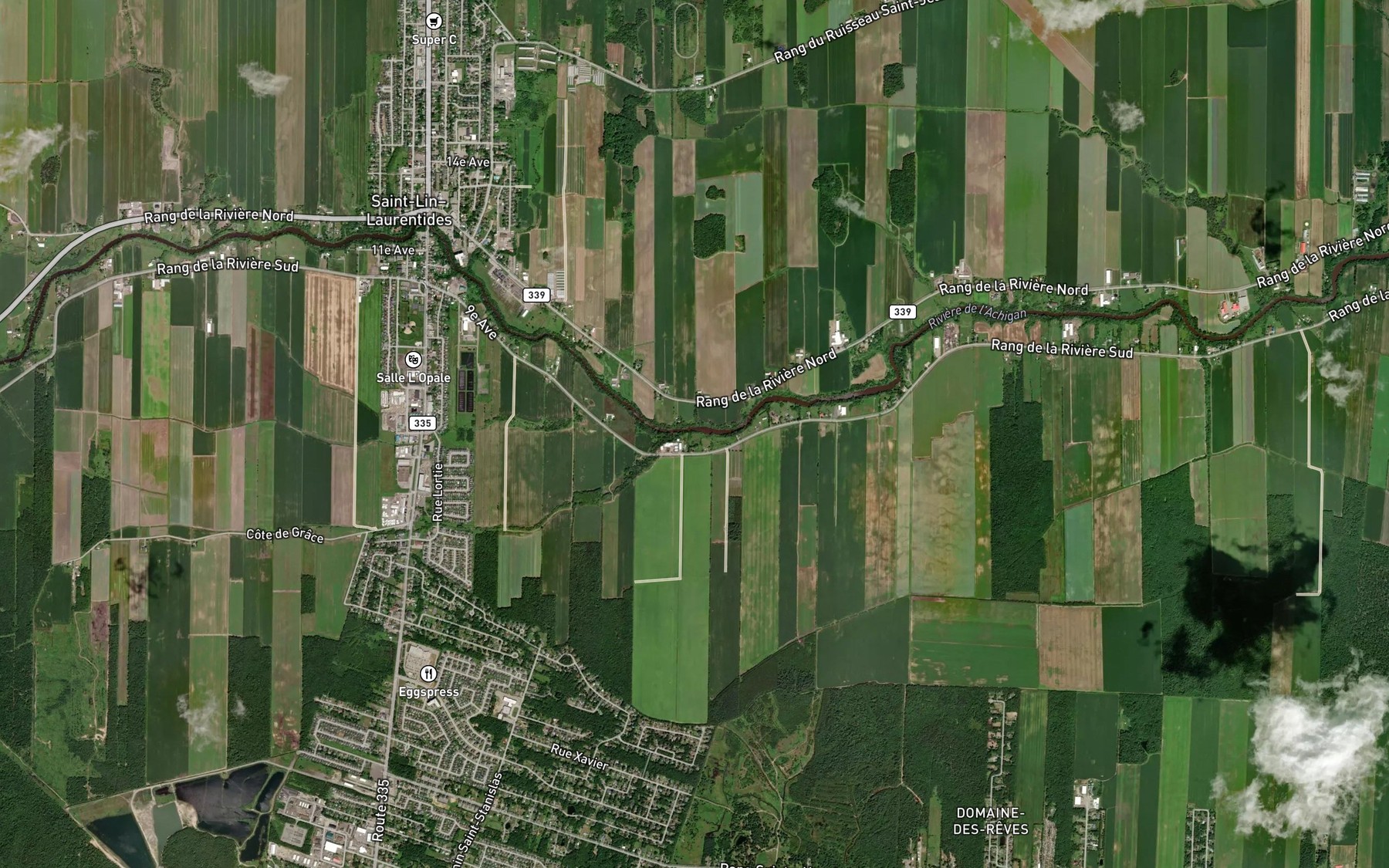 Satellite map of the Ruisseau Perreault-Dagenais