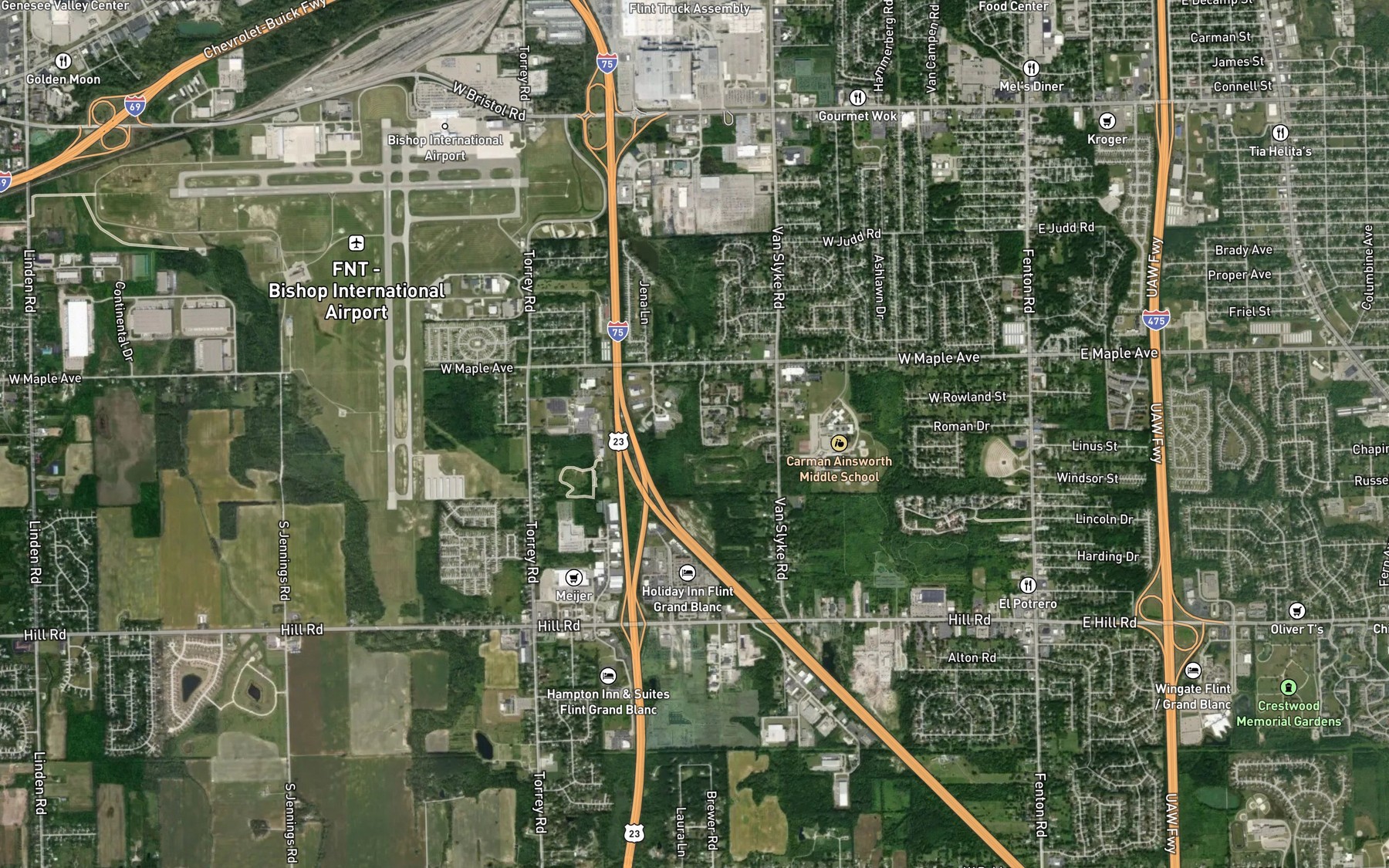 Satellite map of the Call Drain