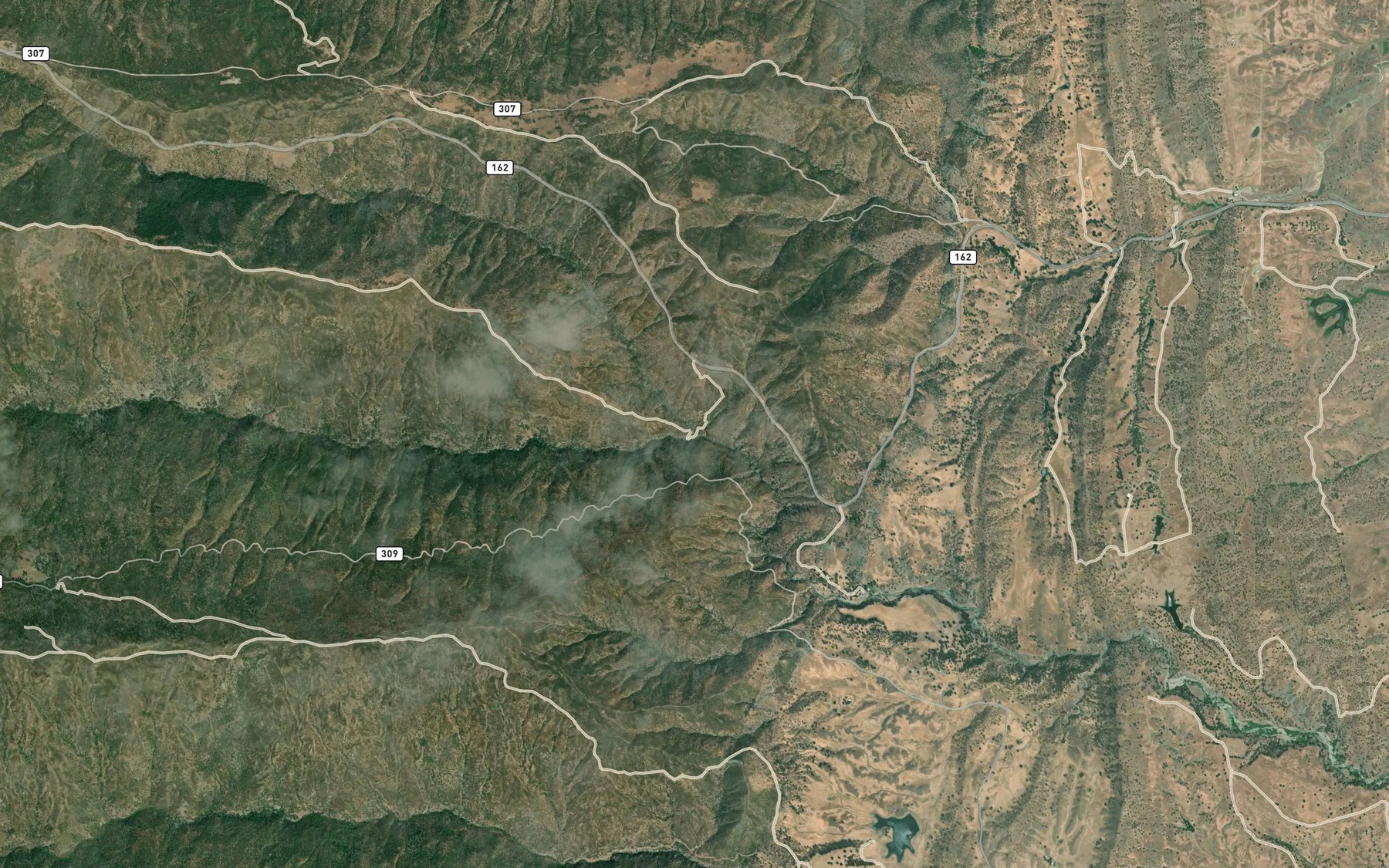 Satellite map of the Rattlesnake Creek