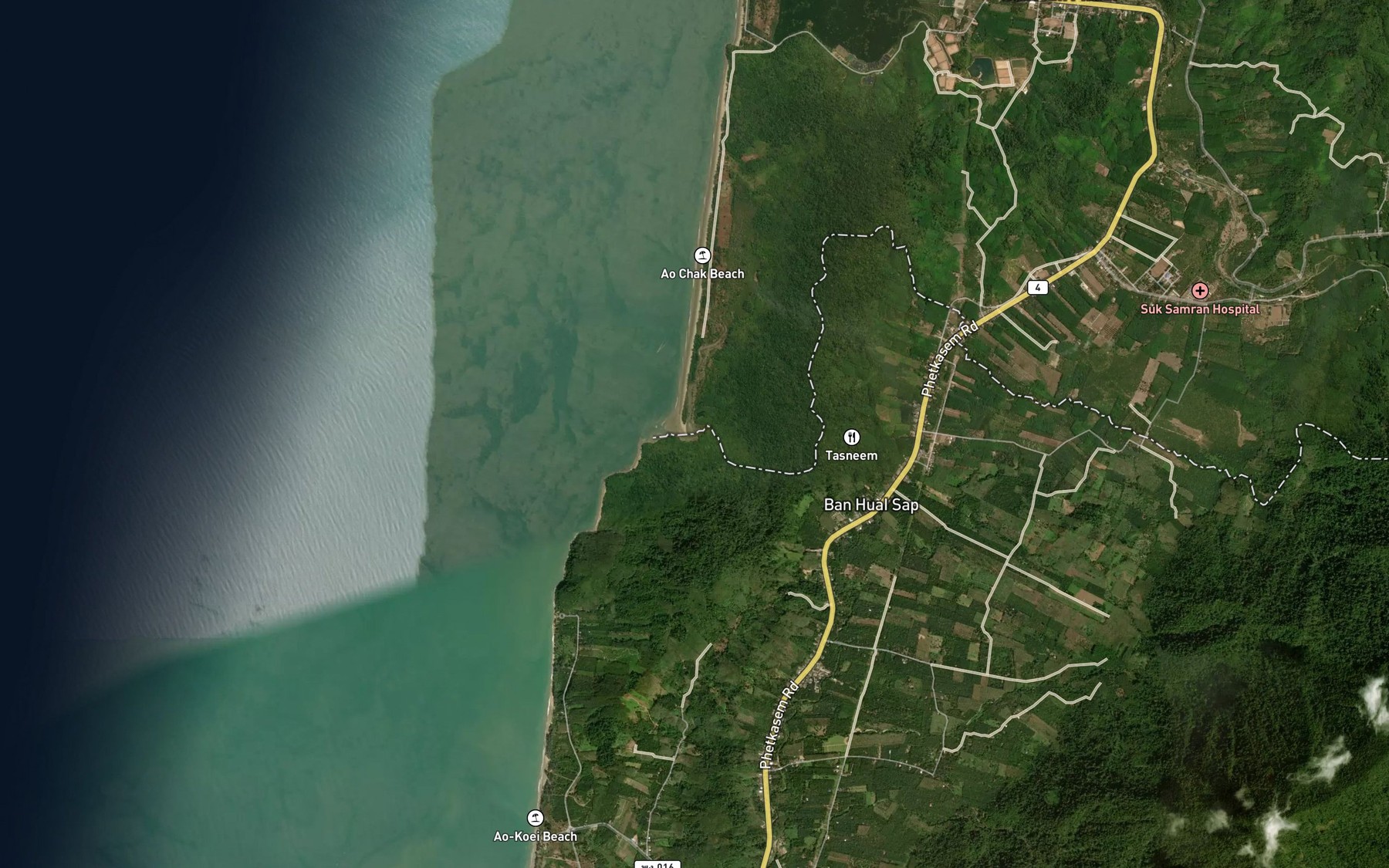 Satellite map of the Khlong Ao Chak