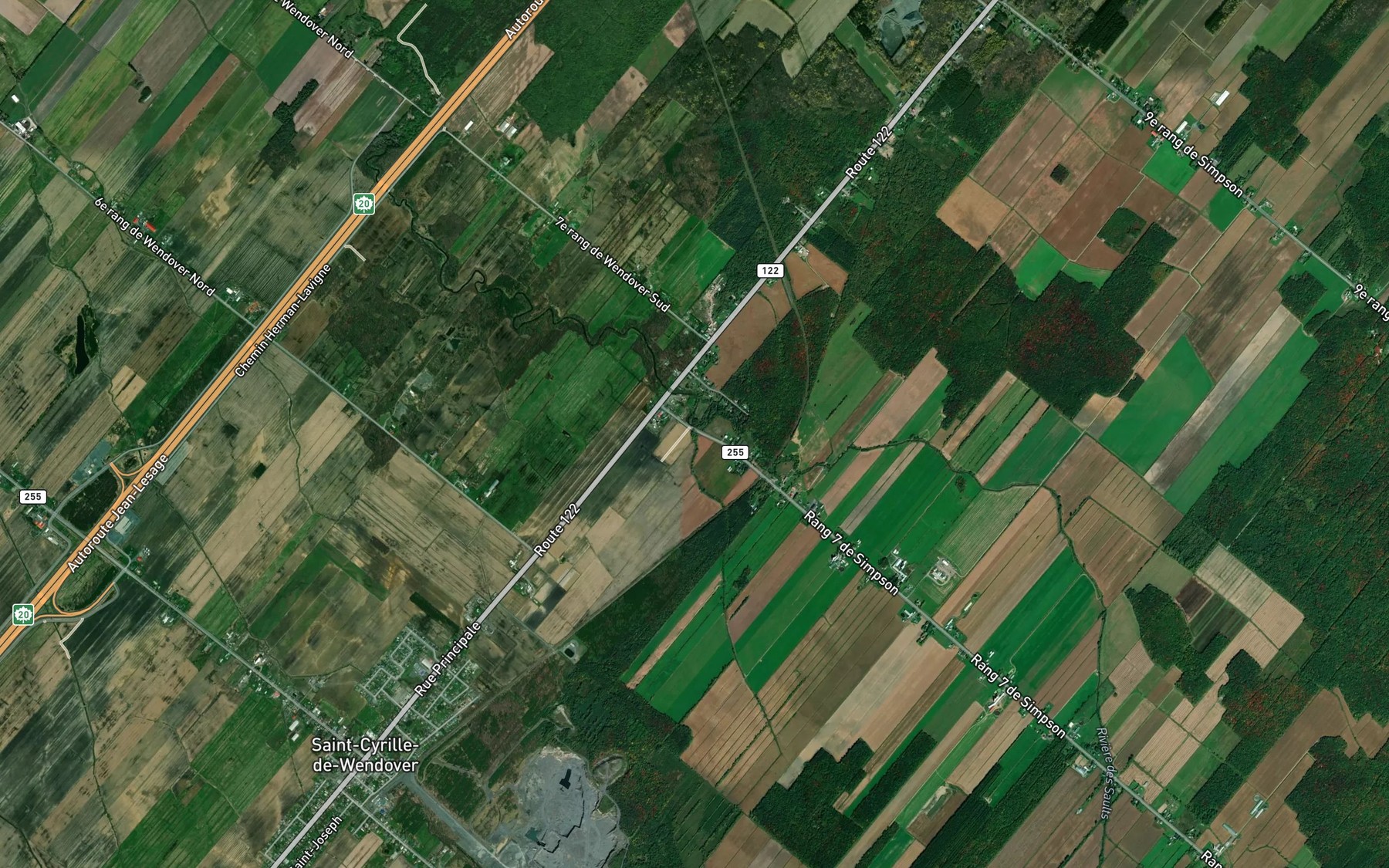 Satellite map of the Ruisseau Poirier