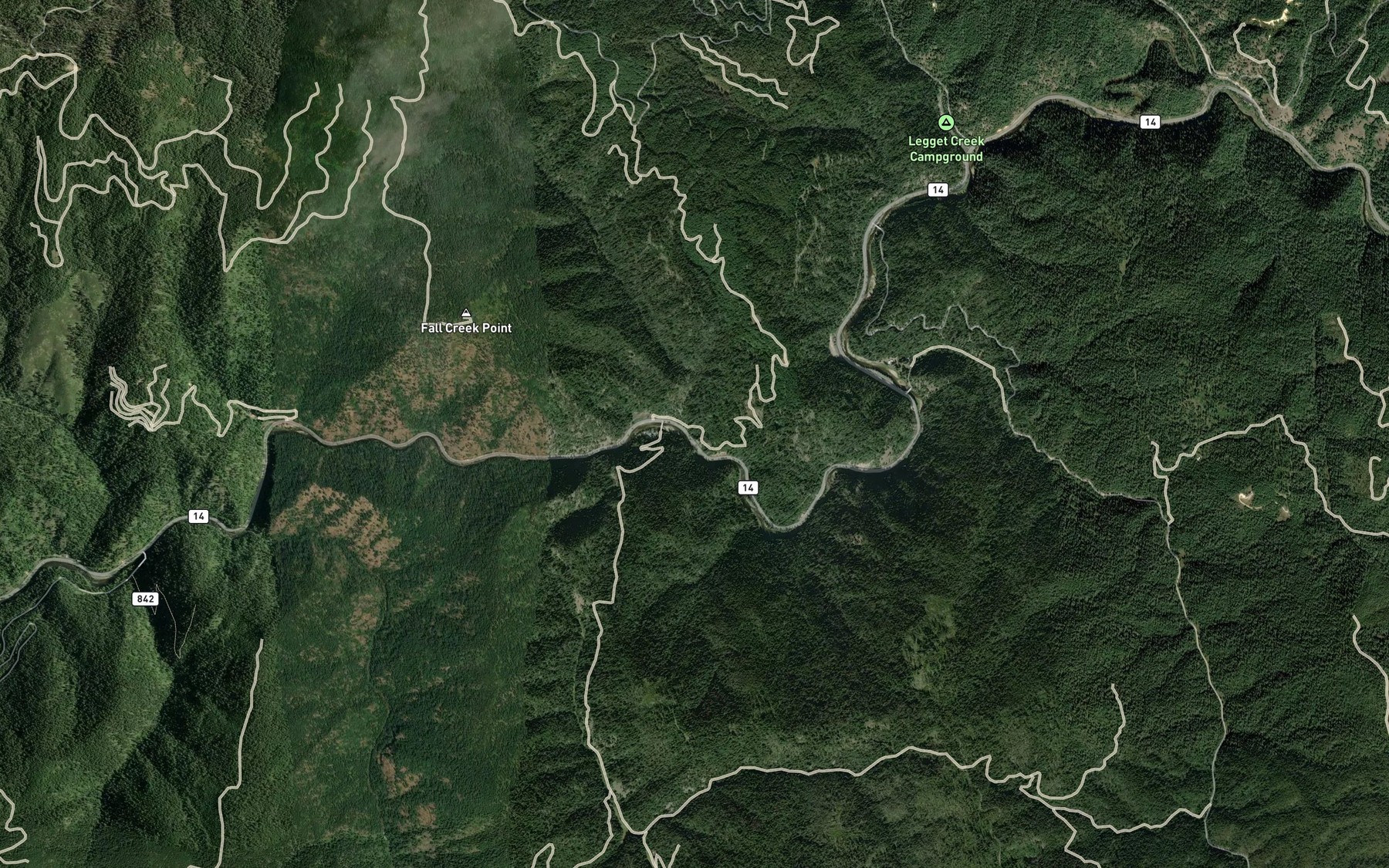 Satellite map of the Fall Creek