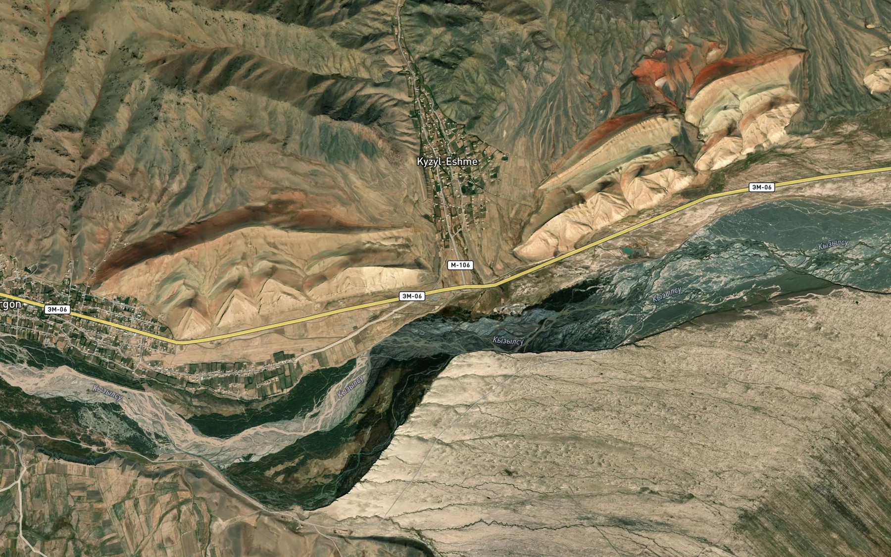 Satellite map of the Kyzyl-Eshme