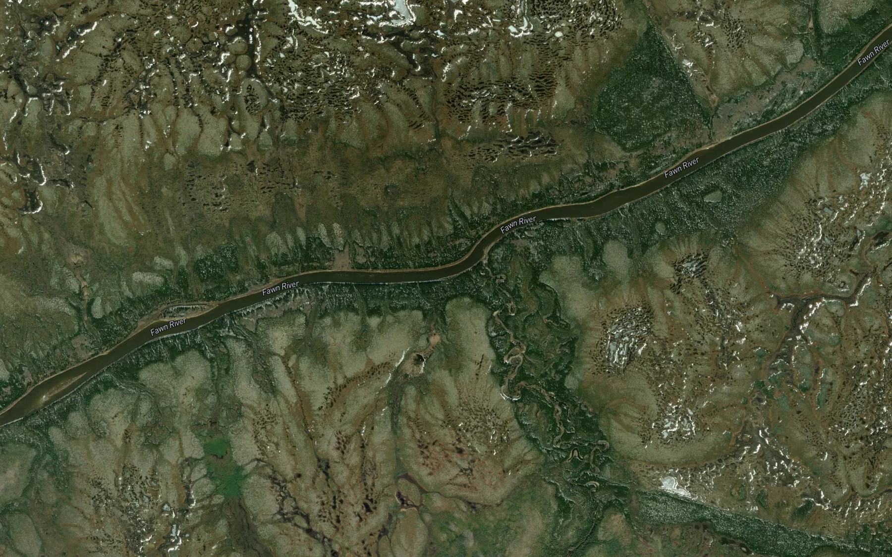 Satellite map of the Fat River