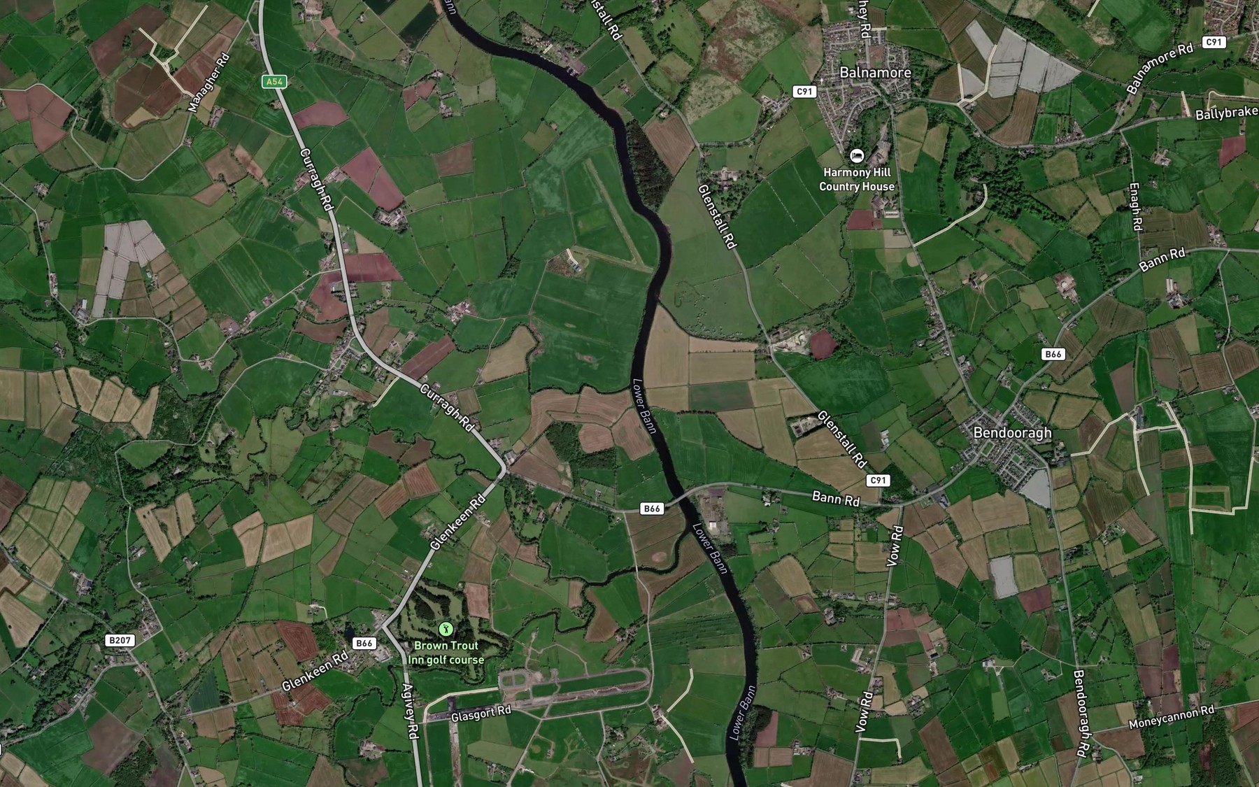 Satellite map of the Macosquin River