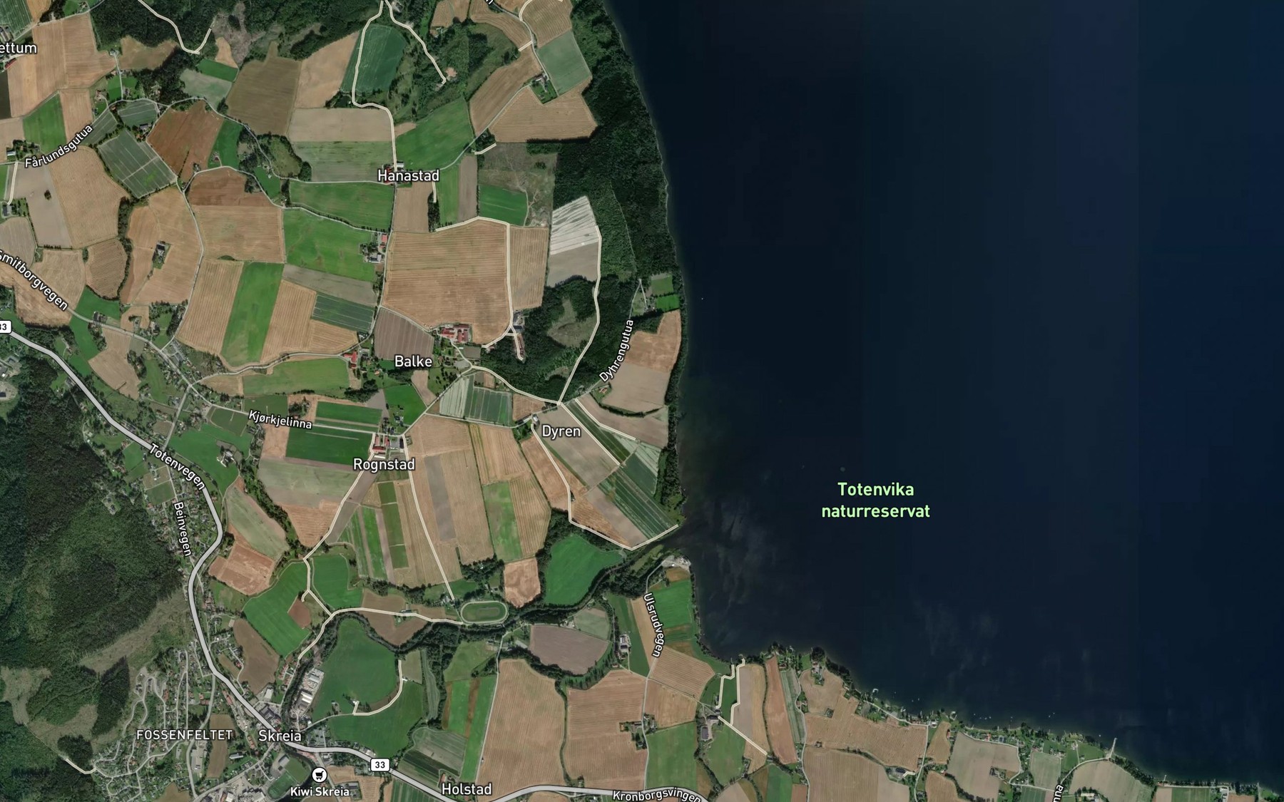Satellite map of the Totenvika