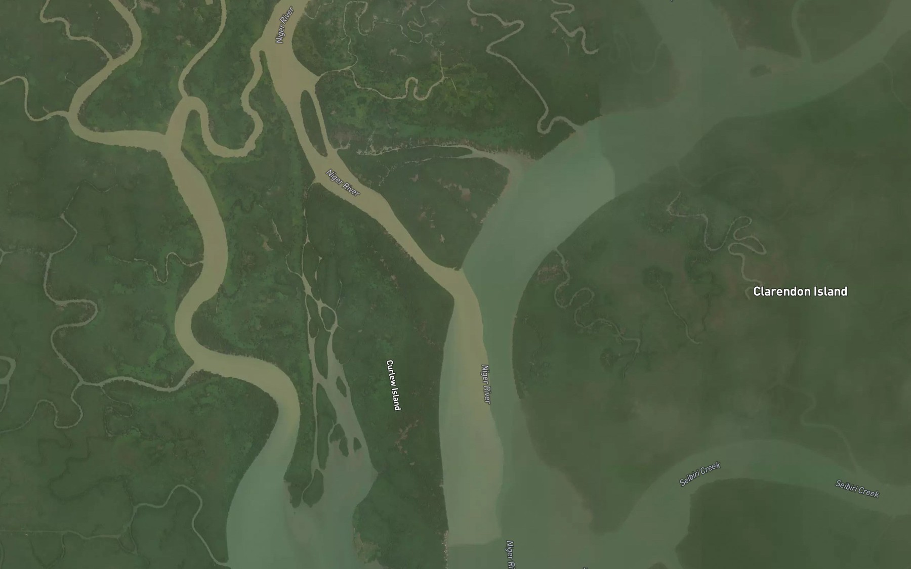 Satellite map of the Nun River