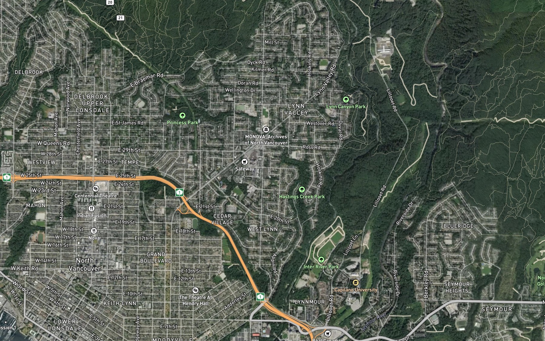 Satellite map of the Kilmer Creek