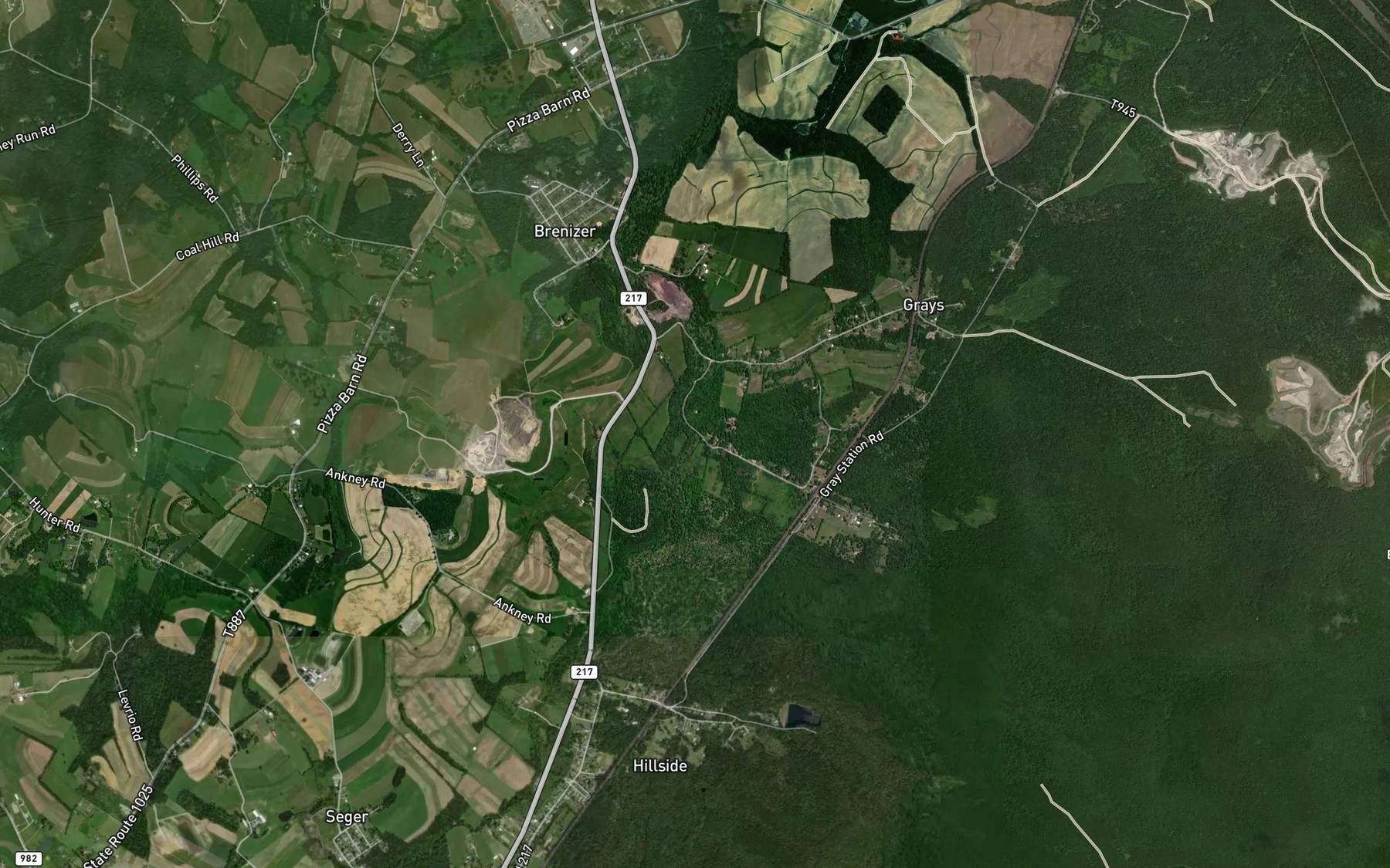 Satellite map of the Shirey Run