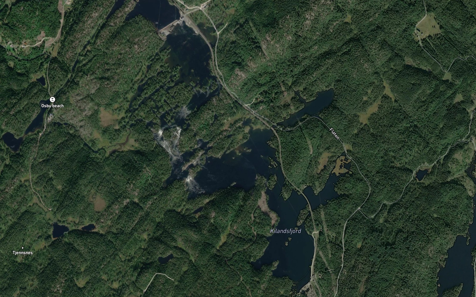 Satellite map of the Flatefossen