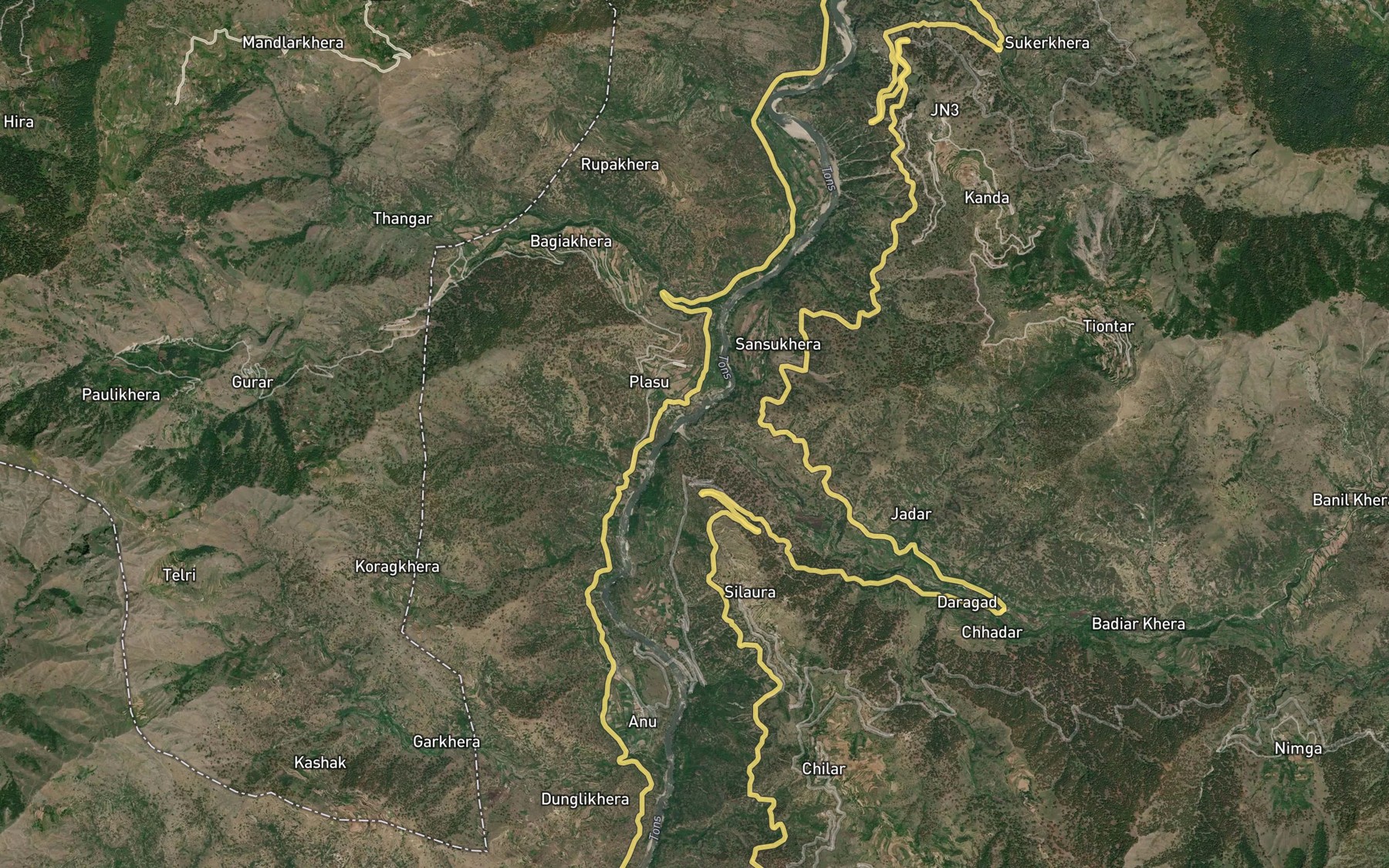 Satellite map of the Dhara Gad