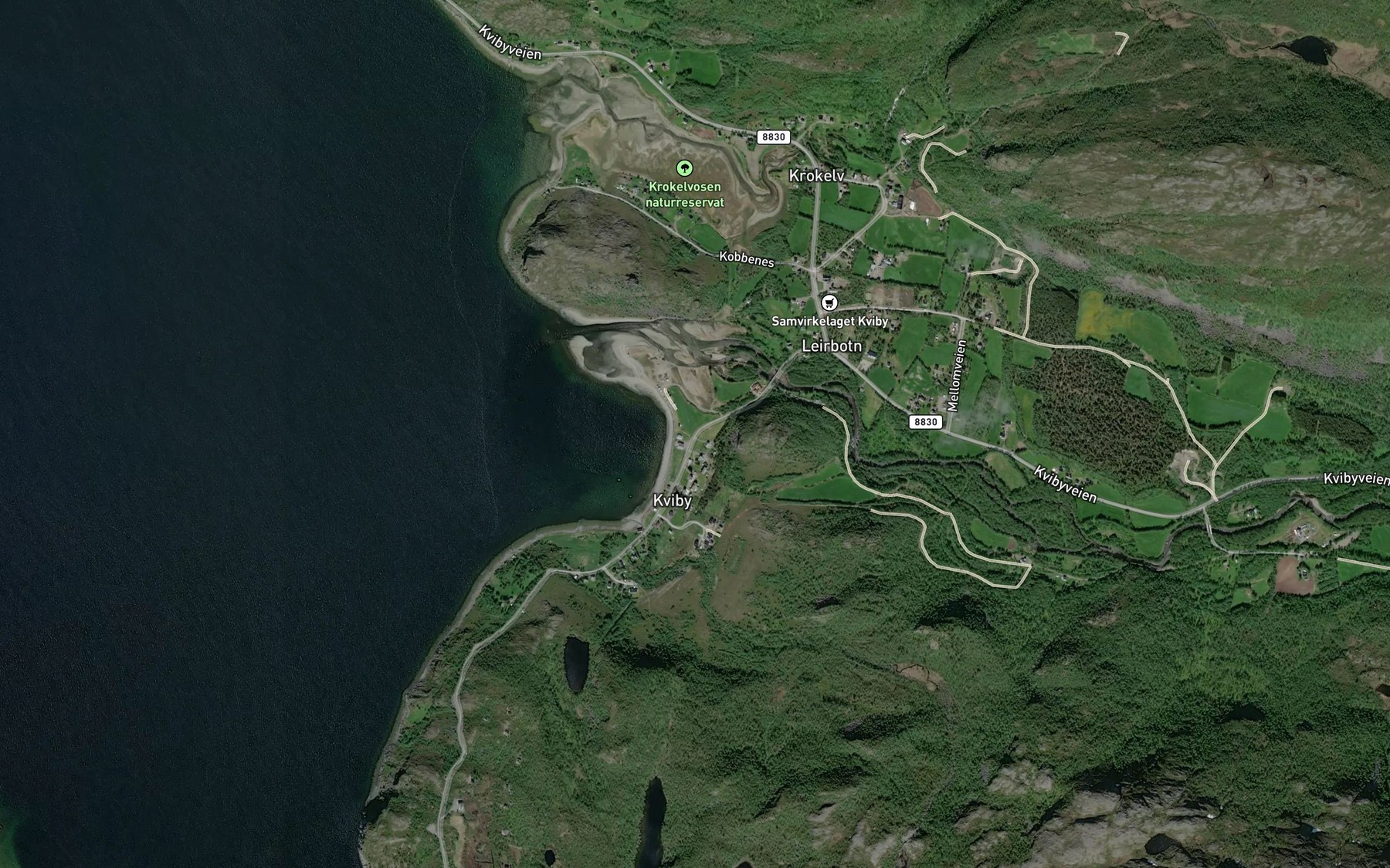 Satellite map of the Lakselva
