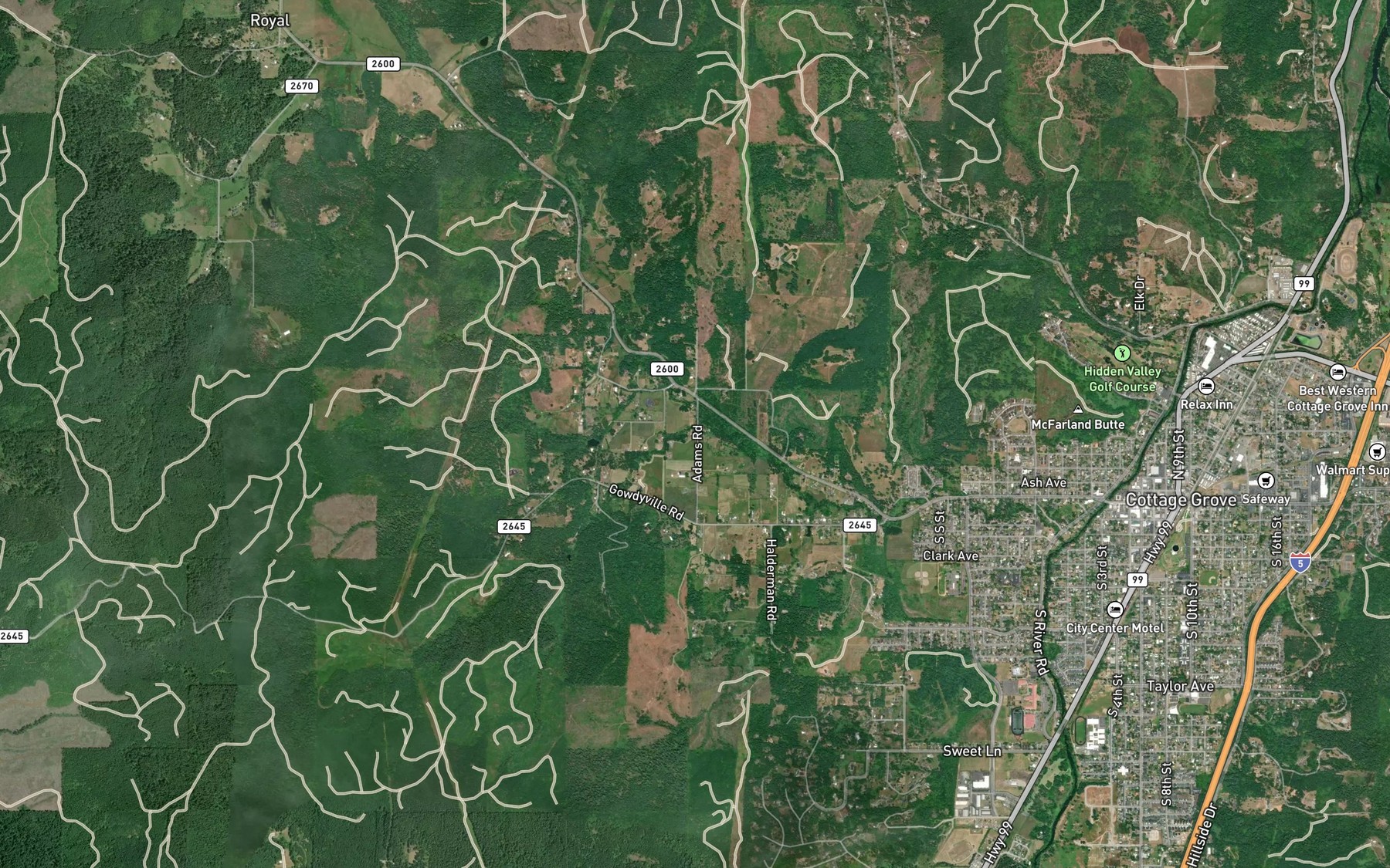 Satellite map of the Barrett Creek