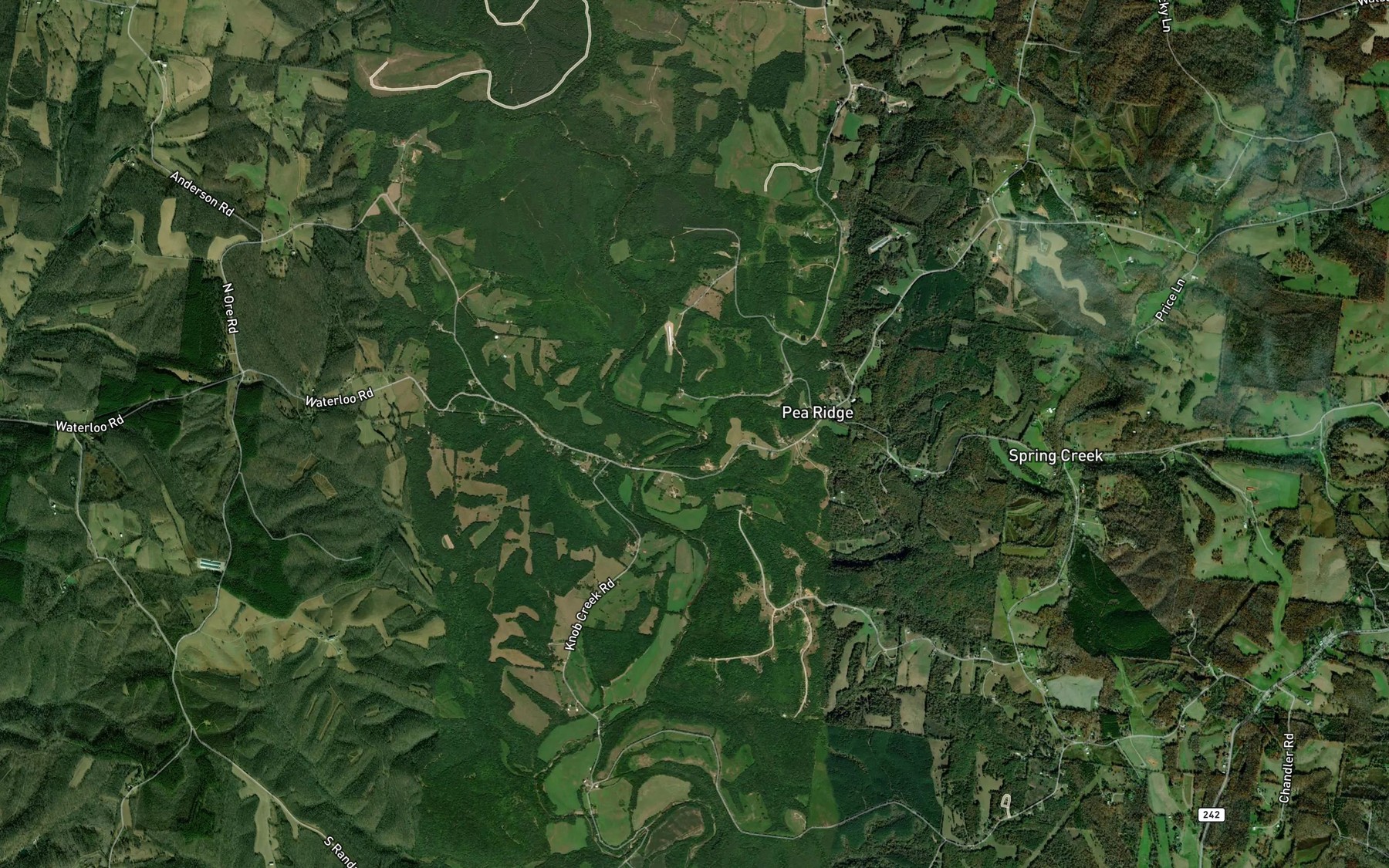 Satellite map of the Brushy Creek