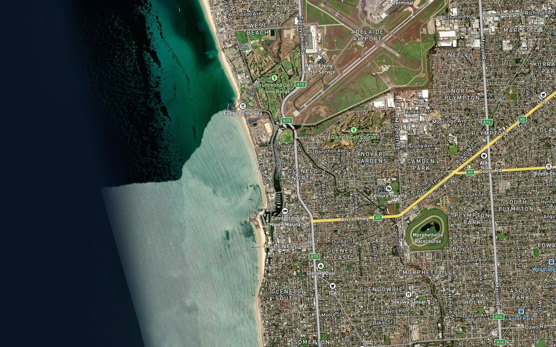 Satellite map of the Patawalonga Lake