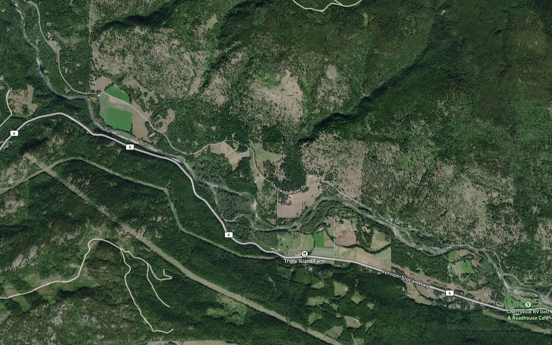 Satellite map of the Woodward Creek