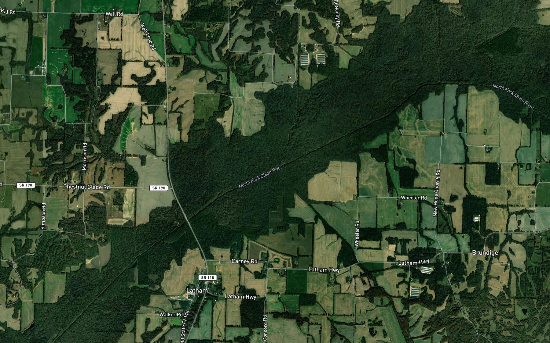 Satellite map of the Stephens Creek