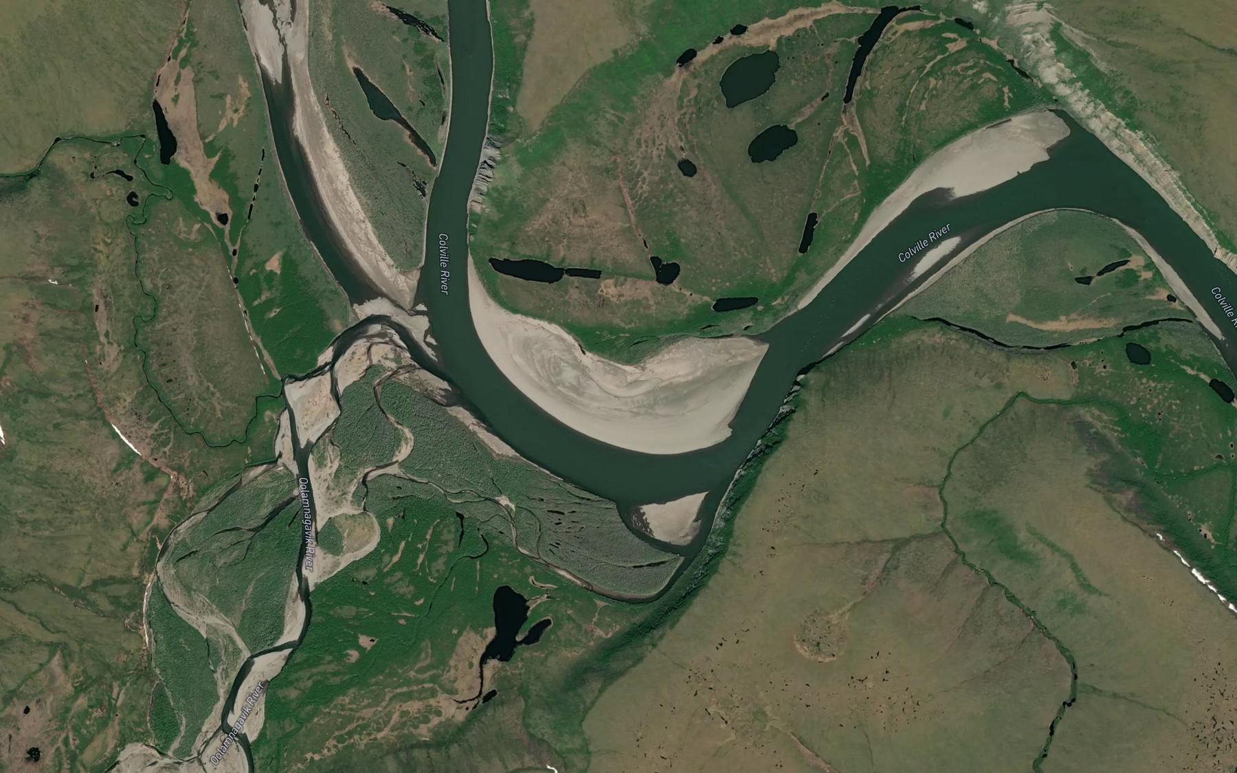 Satellite map of the Oolamnagavik River