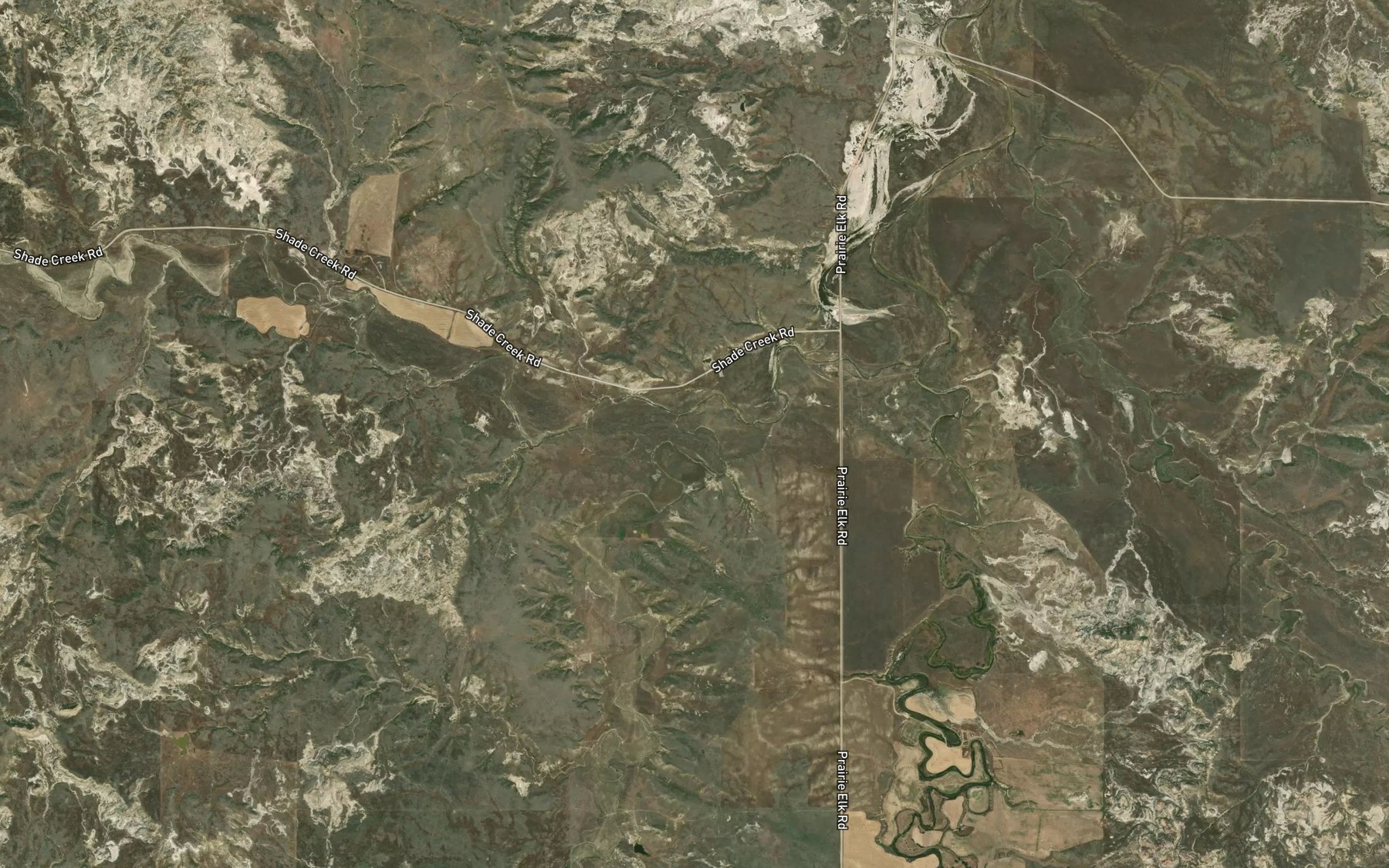 Satellite map of the South Fork Shade Creek