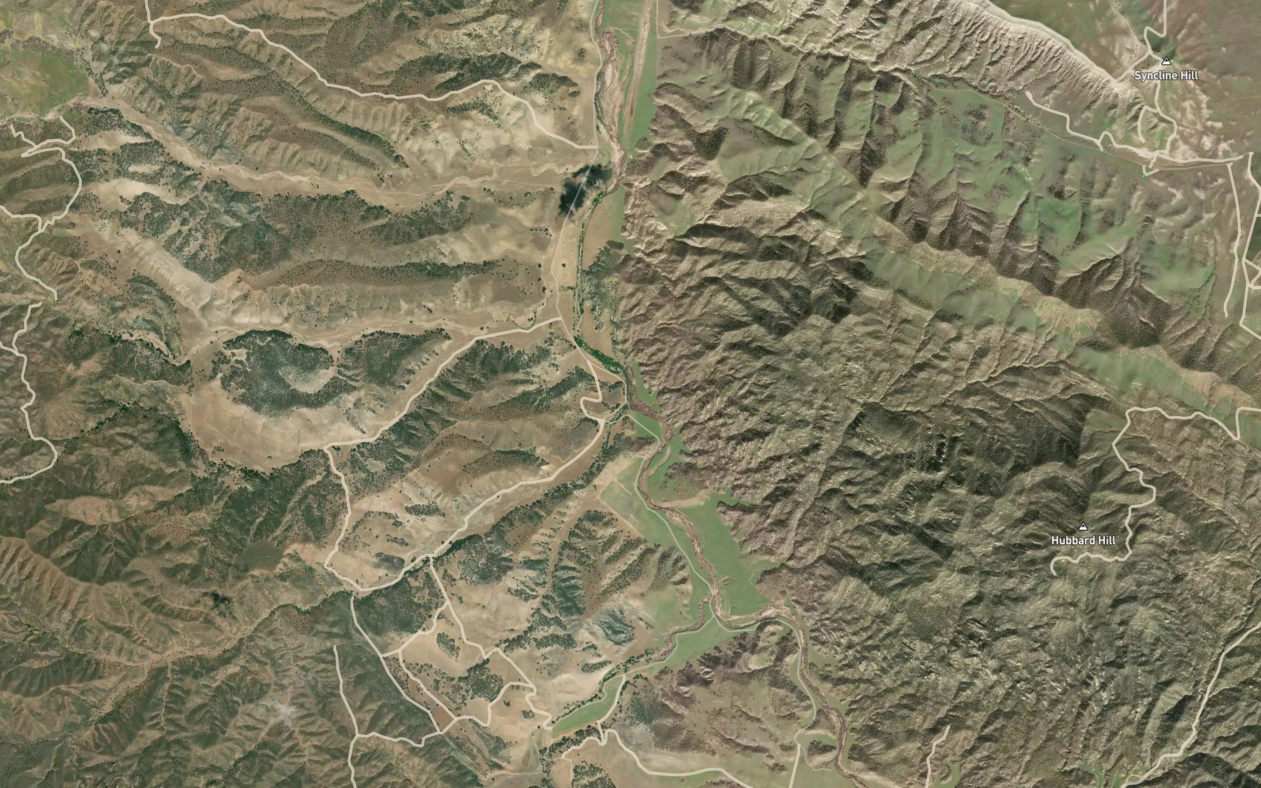 Satellite map of the Beartrap Creek