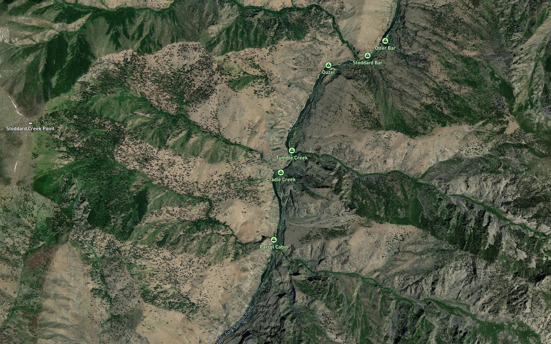 Satellite map of the Cradle Creek
